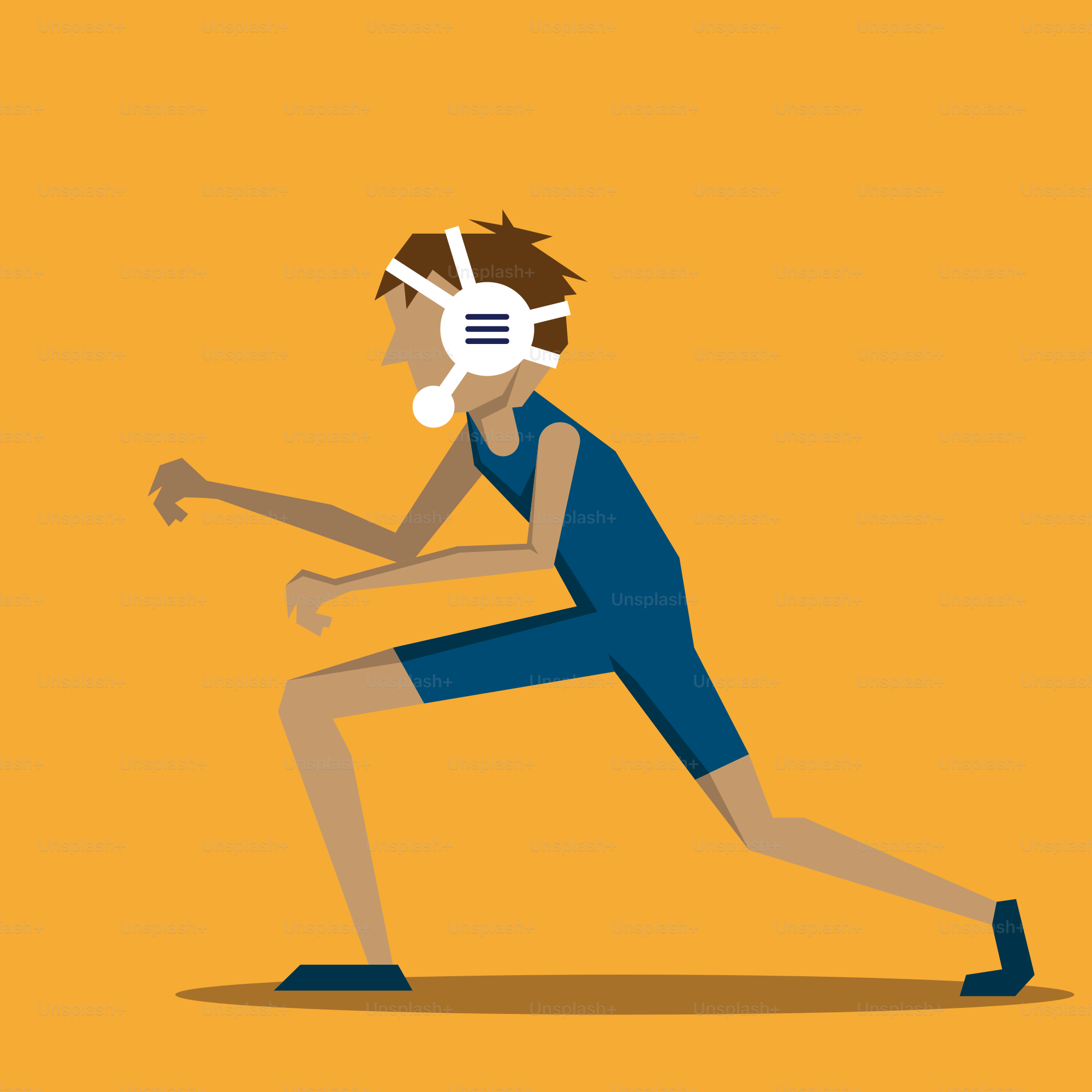 A man in a blue shirt is running