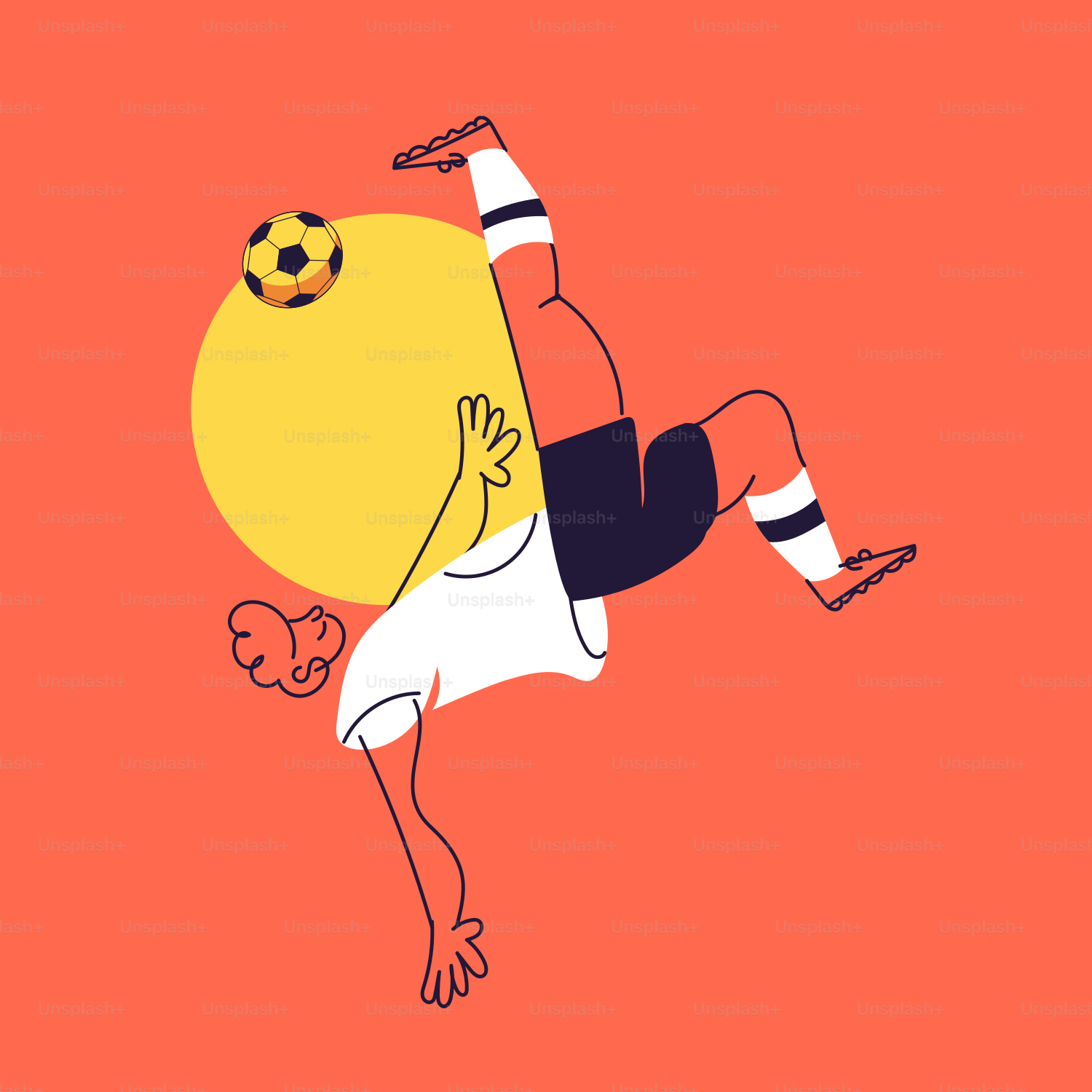Un dibujo animado de un jugador de fútbol pateando un balón