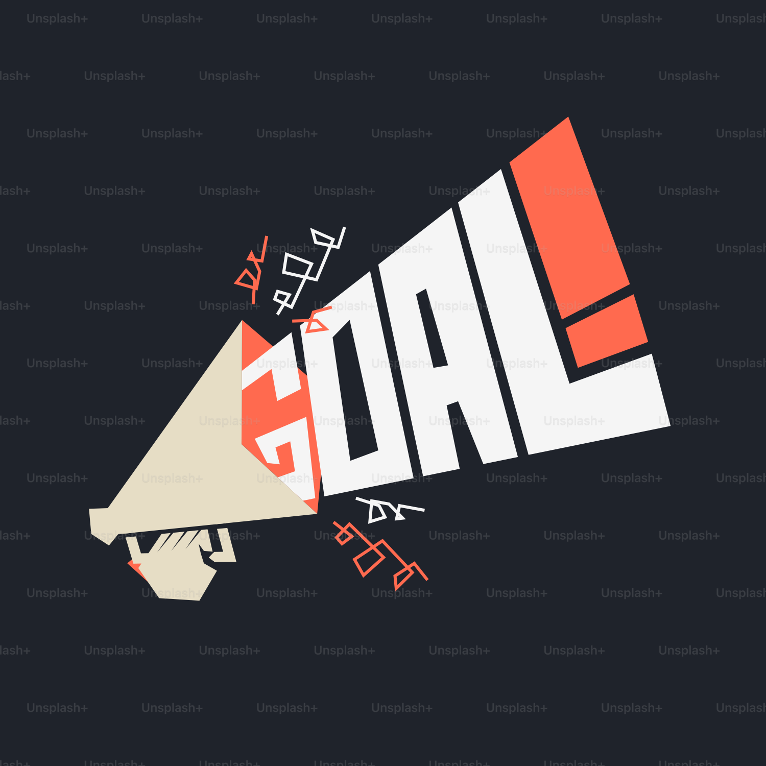 A hand holding a megaphone with the word goal written on it