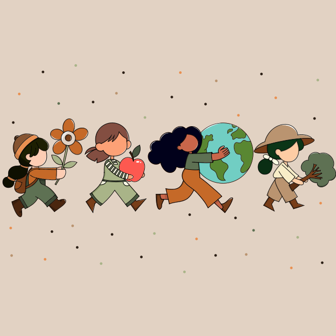 Un groupe de personnes traversant un champ