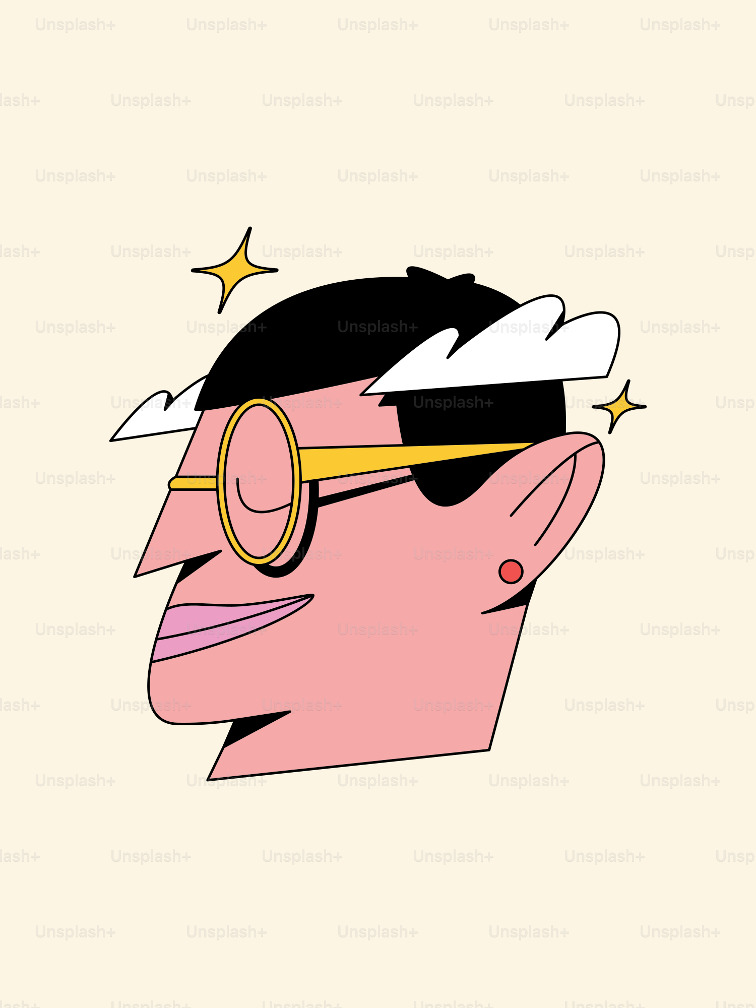A drawing of a man wearing a pair of glasses
