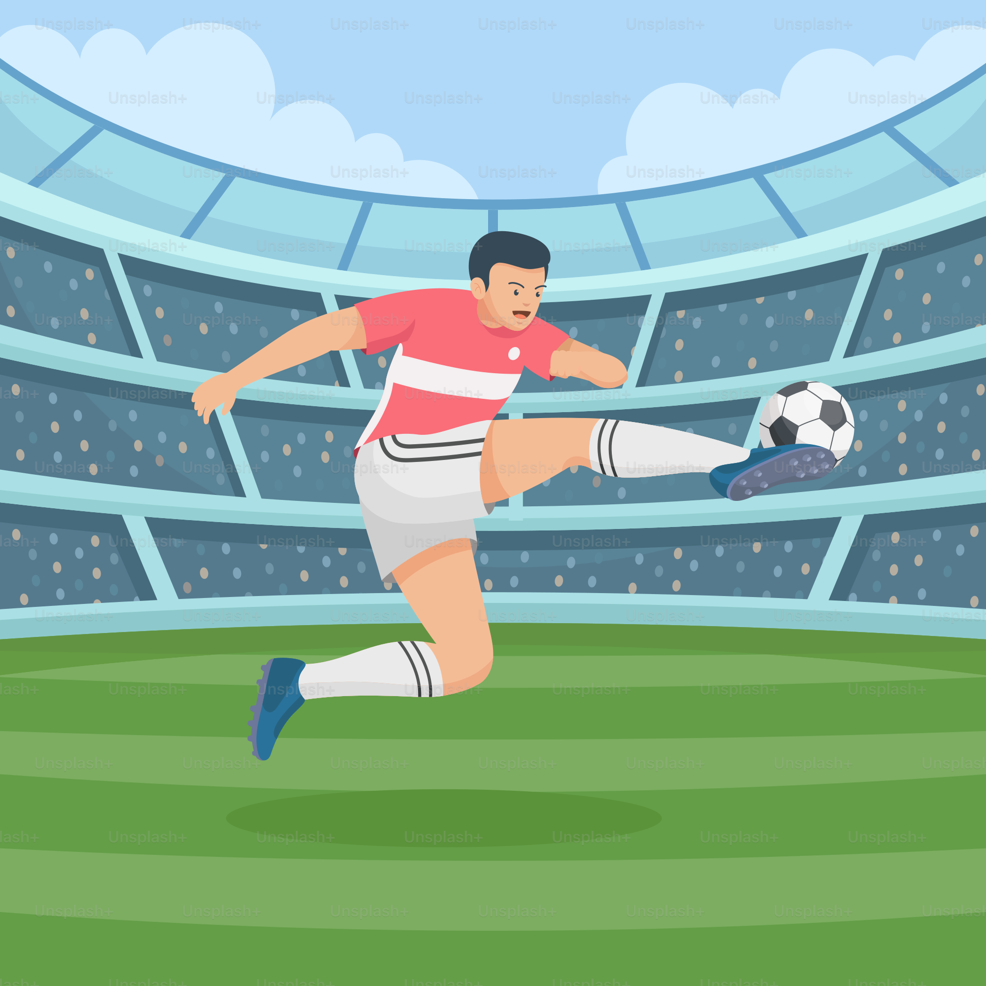 A man kicking a soccer ball on a field
