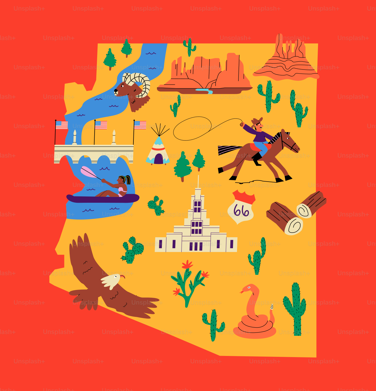 Una mappa dello stato dell'Arizona