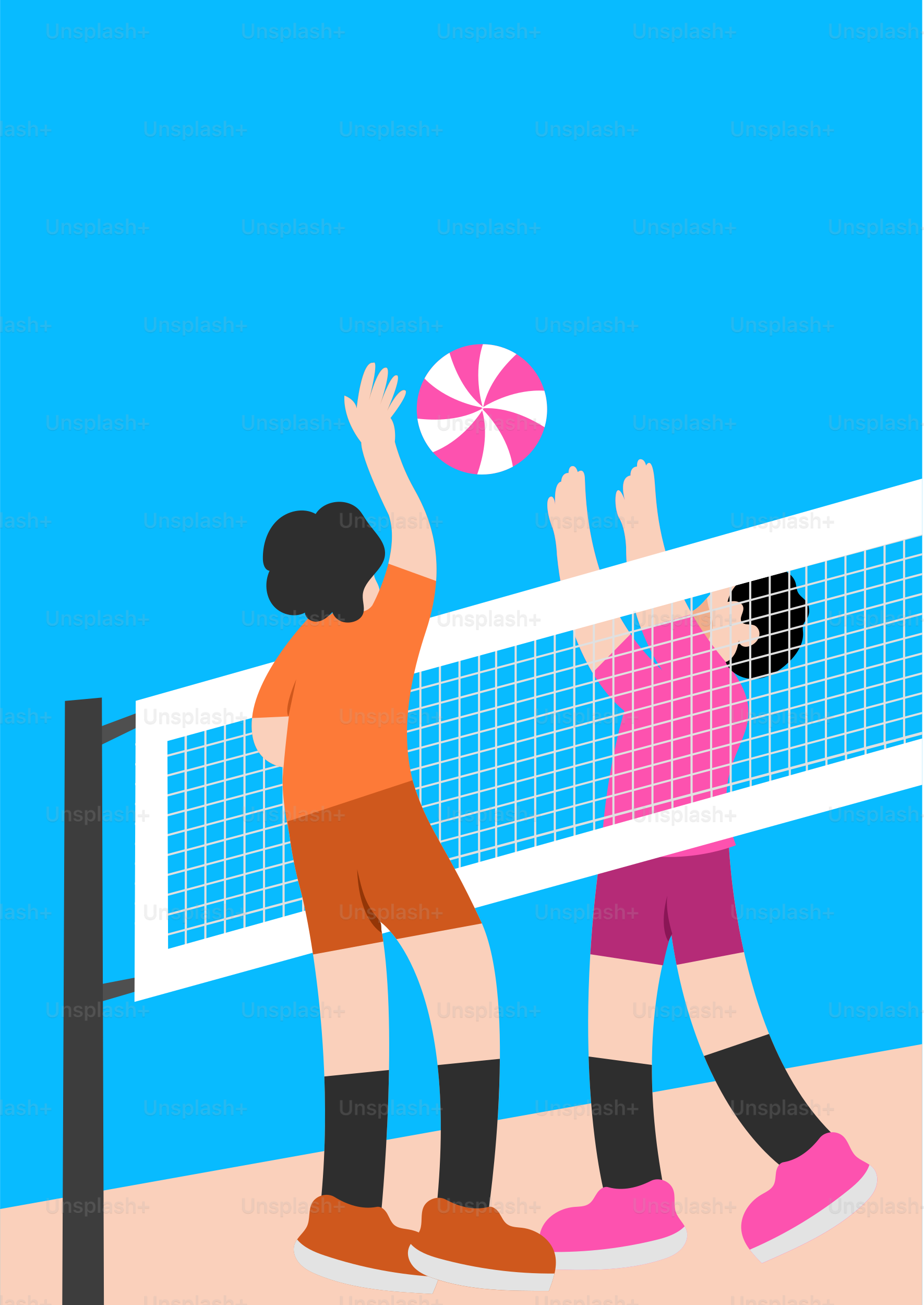 Un paio di persone che giocano a pallavolo