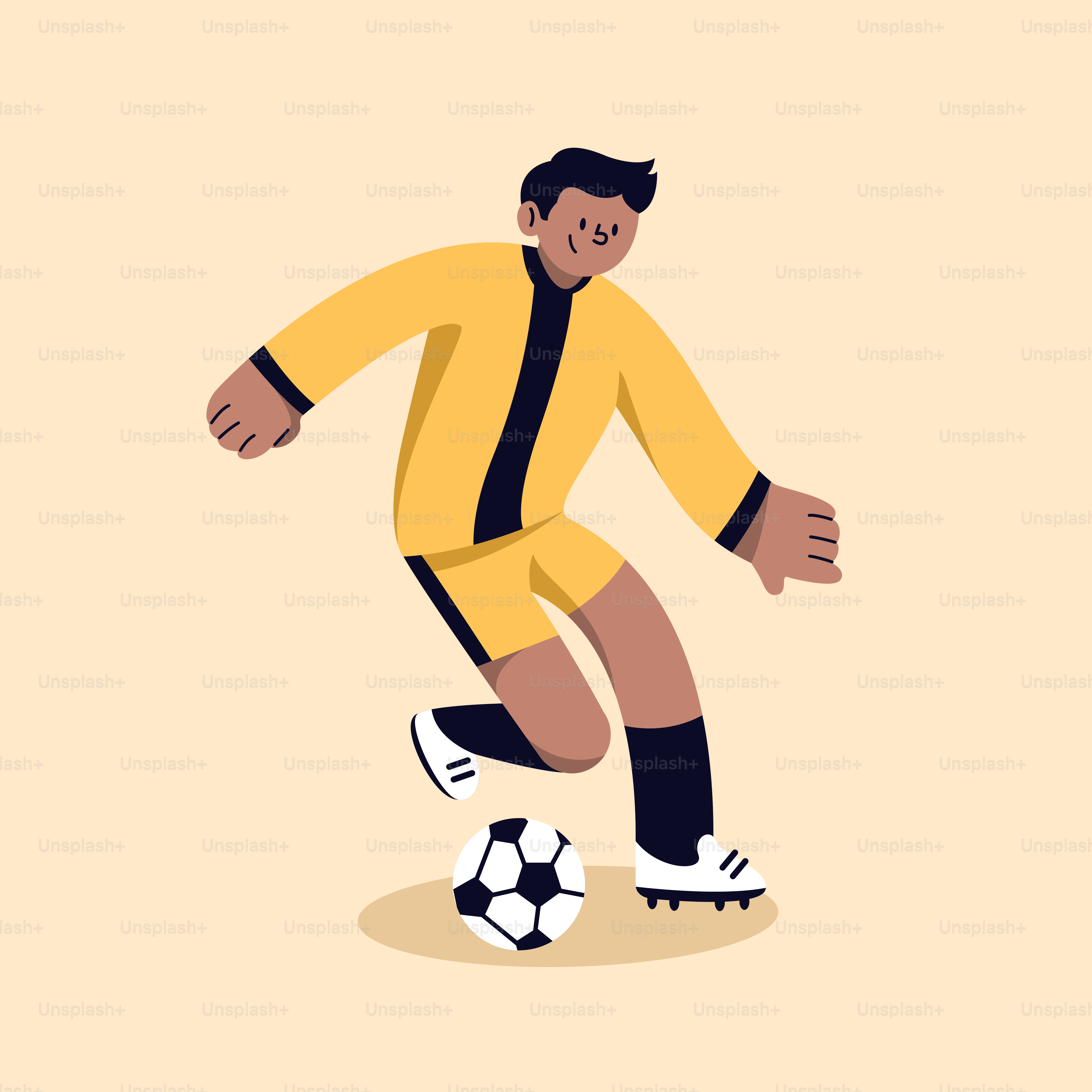 Un hombre con uniforme de fútbol pateando un balón