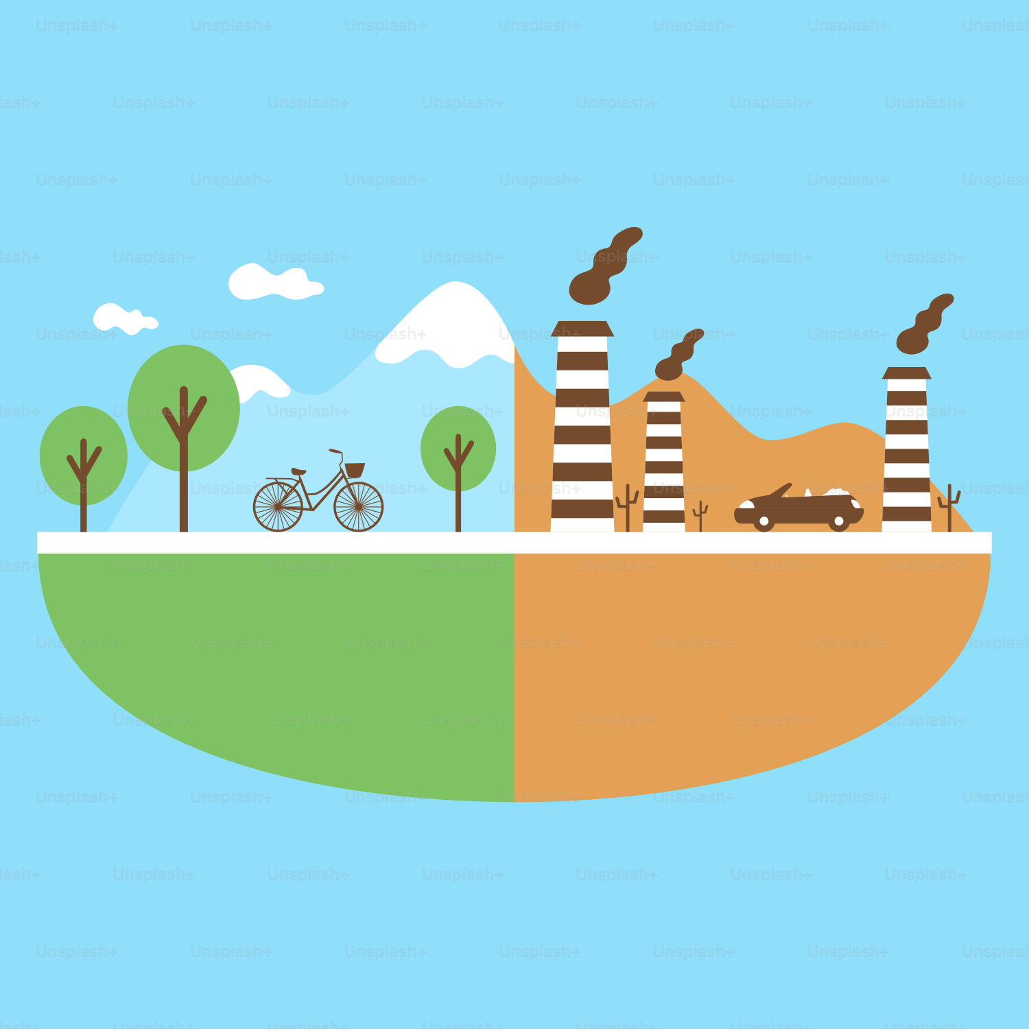 Una imagen de una fábrica y una bicicleta
