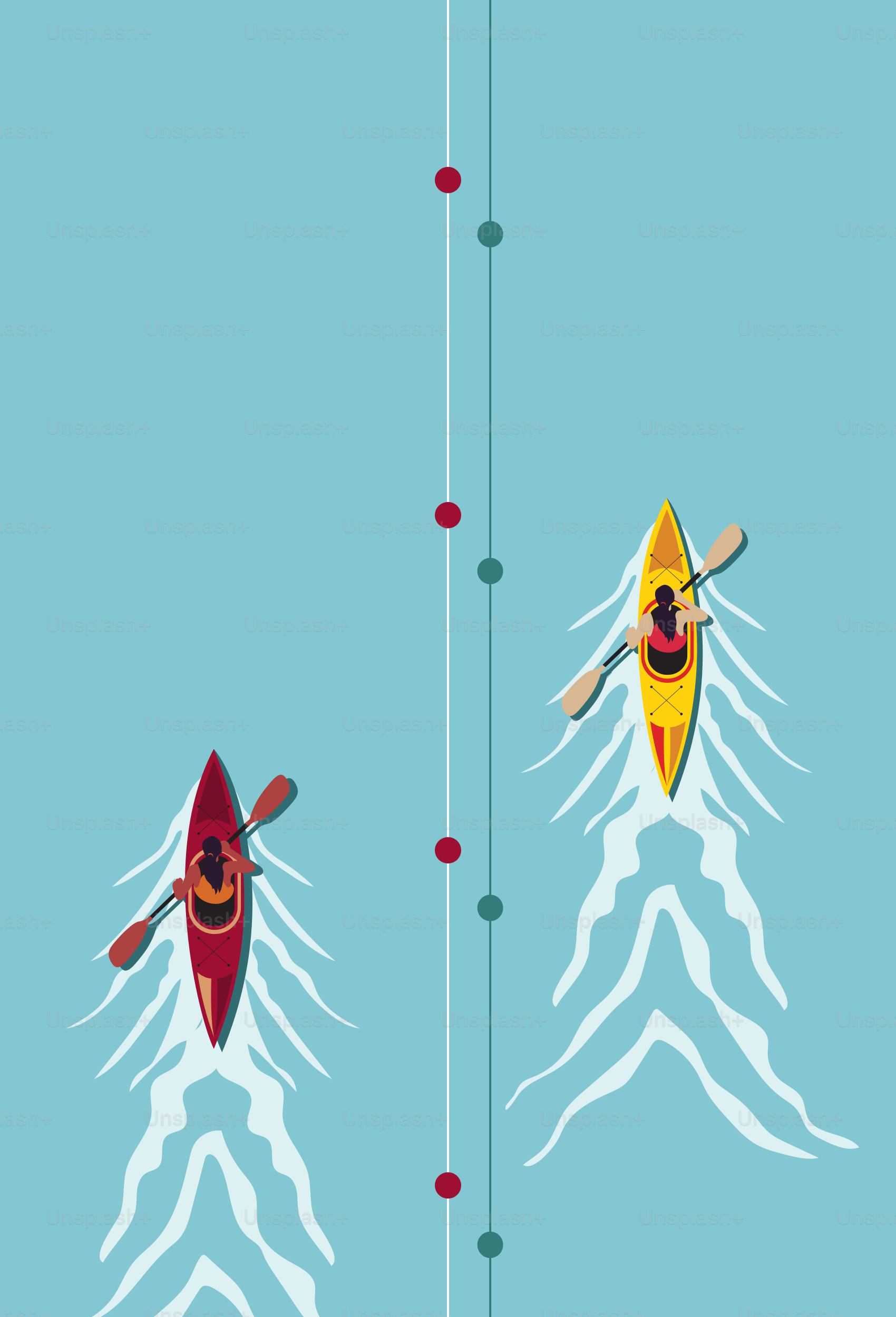 Ein paar Leute in Kajaks auf einem Gewässer