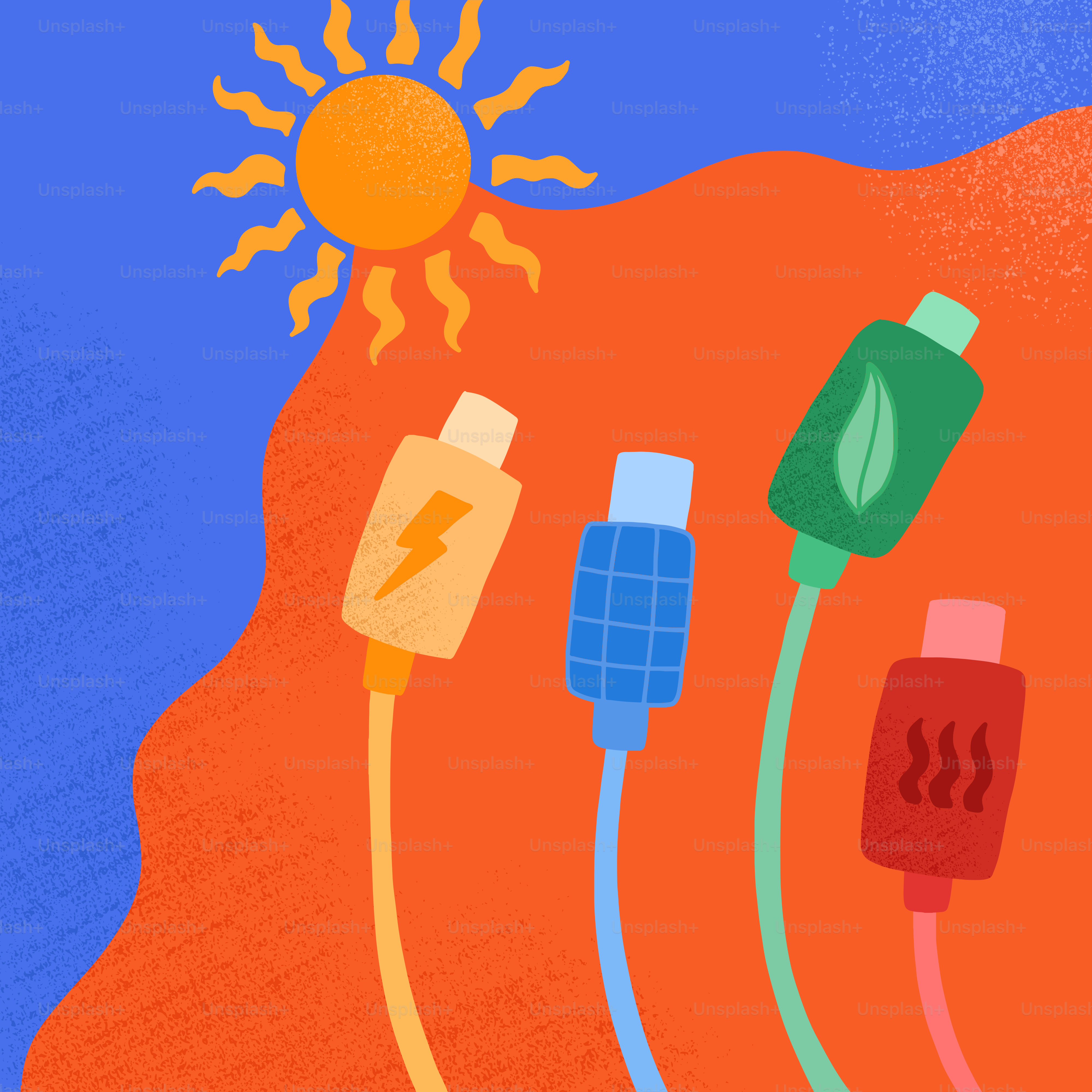 태양과 전기 코드 그림이 그려져 있었다