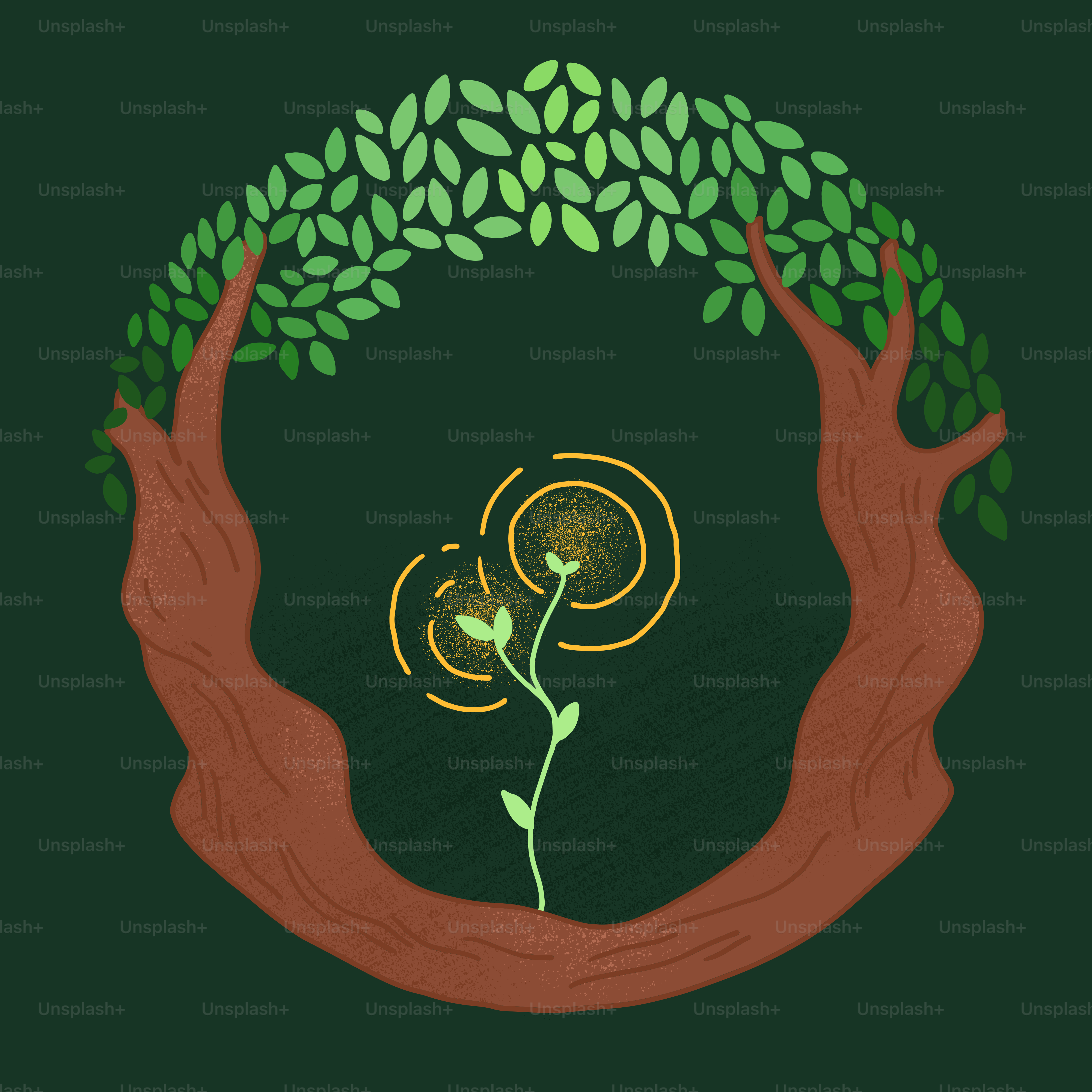 Dos manos sujetan un árbol con hojas