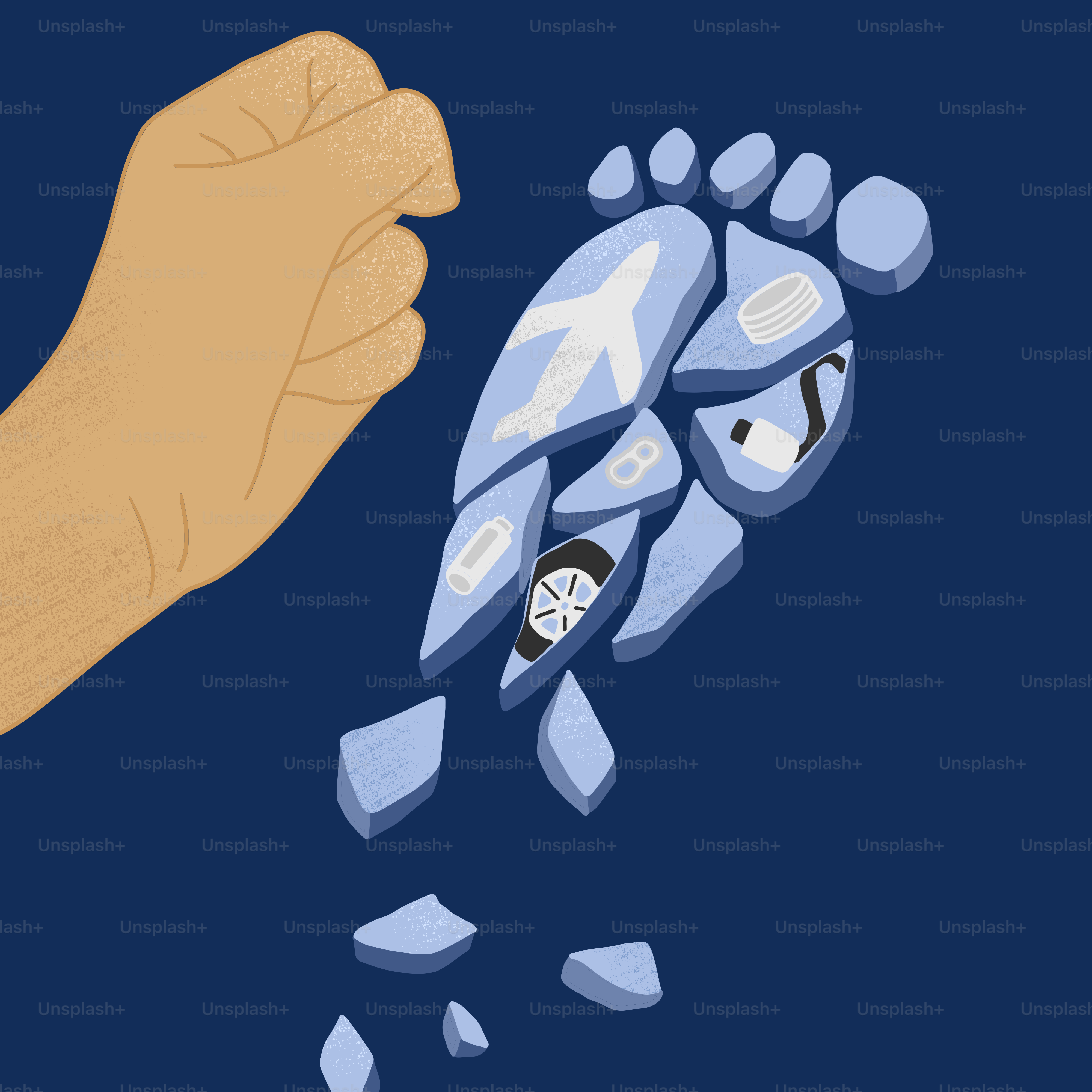 A hand holding a broken pair of shoes