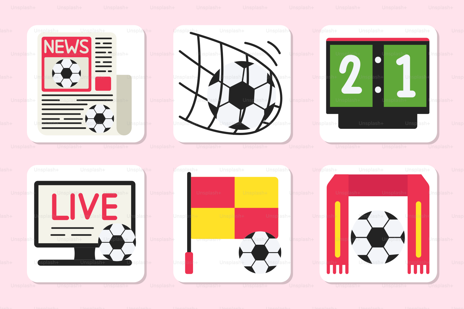 Un conjunto de nueve pegatinas con diferentes tipos de artículos