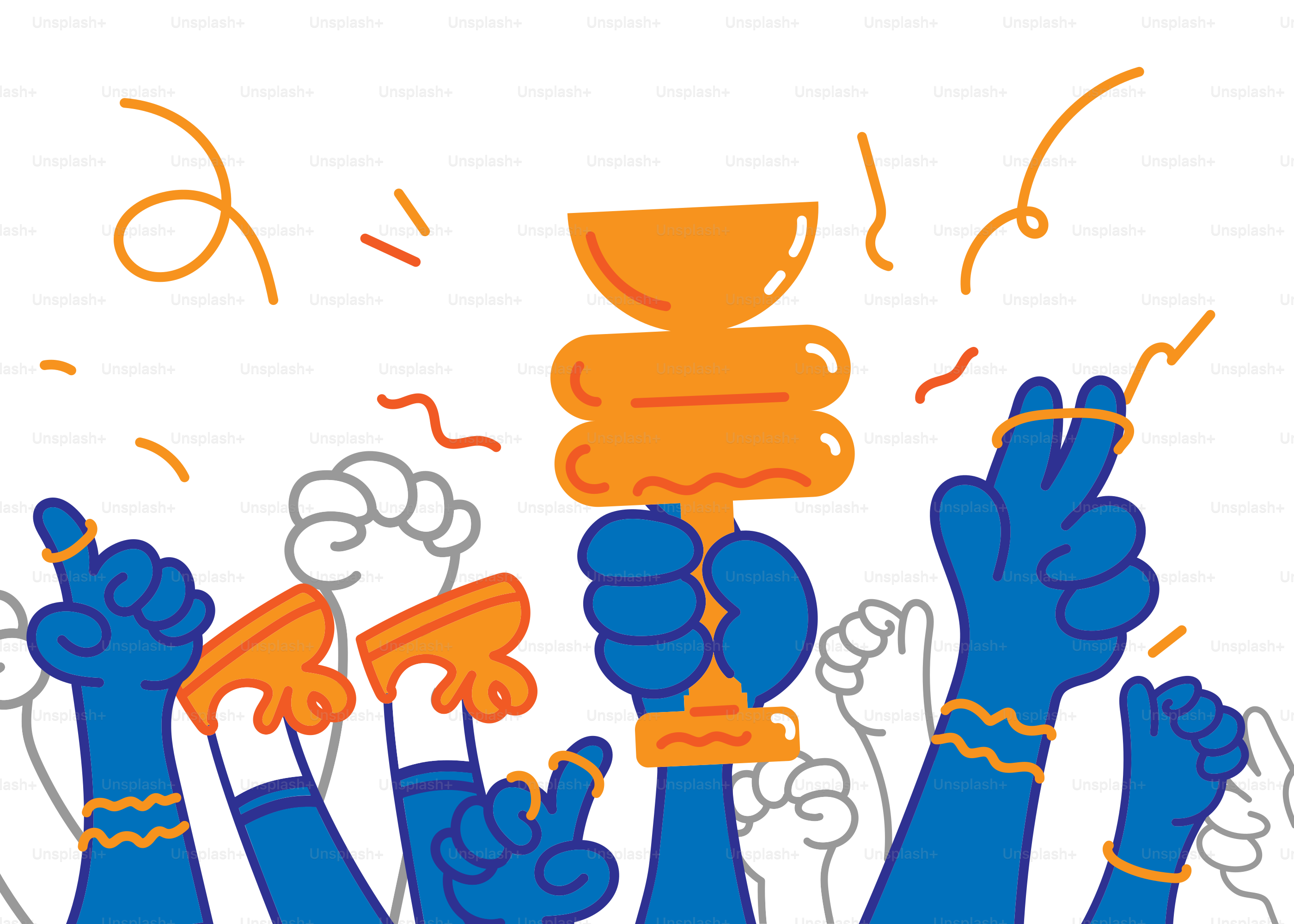 A group of people raising their hands in the air