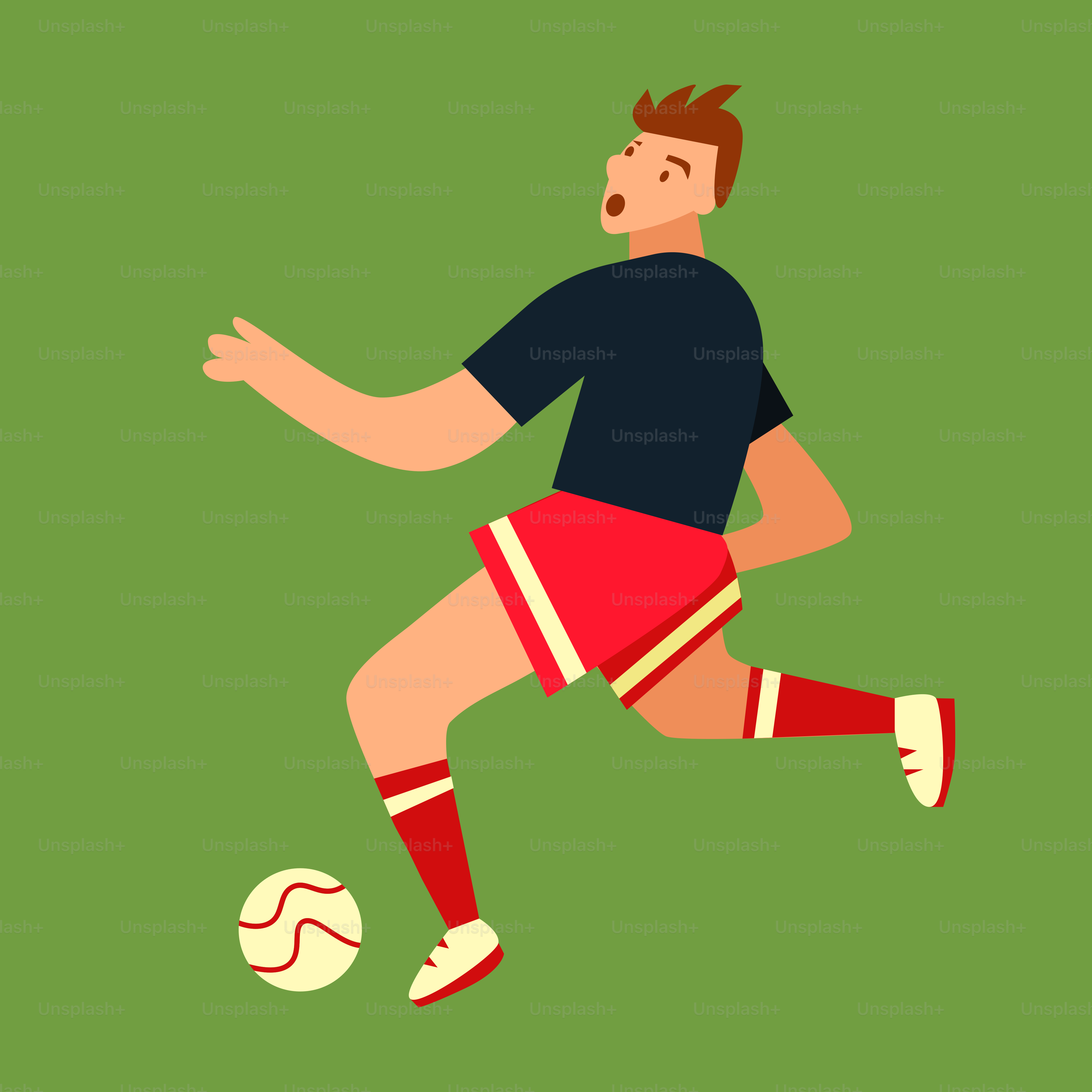 Un hombre pateando un balón de fútbol sobre un fondo verde