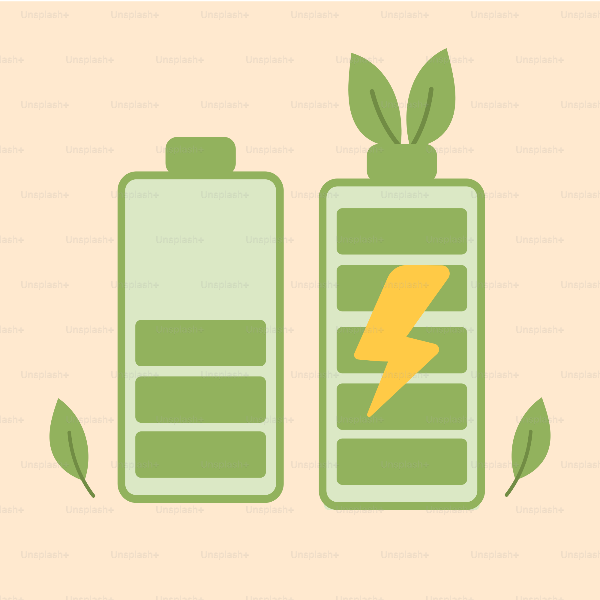 A green battery with a lightning on top of it