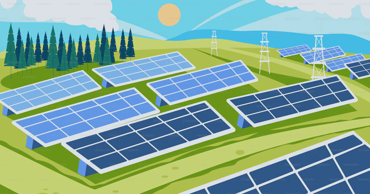 Gamar Solar Vektor A solar panel is shown in a cartoon style – Gambar Teknologi di ...
