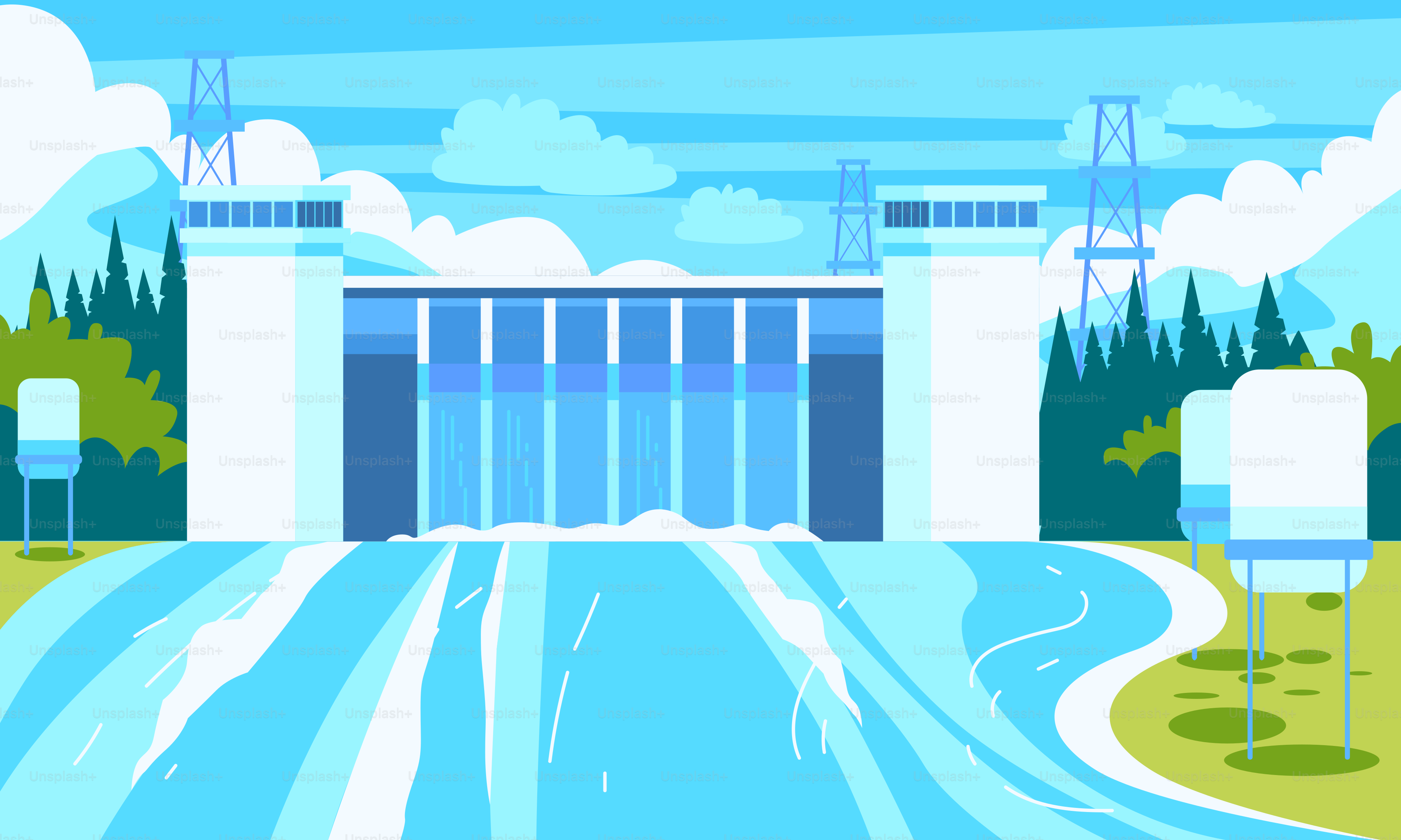 Un dibujo animado de un edificio con una carretera atravesándolo