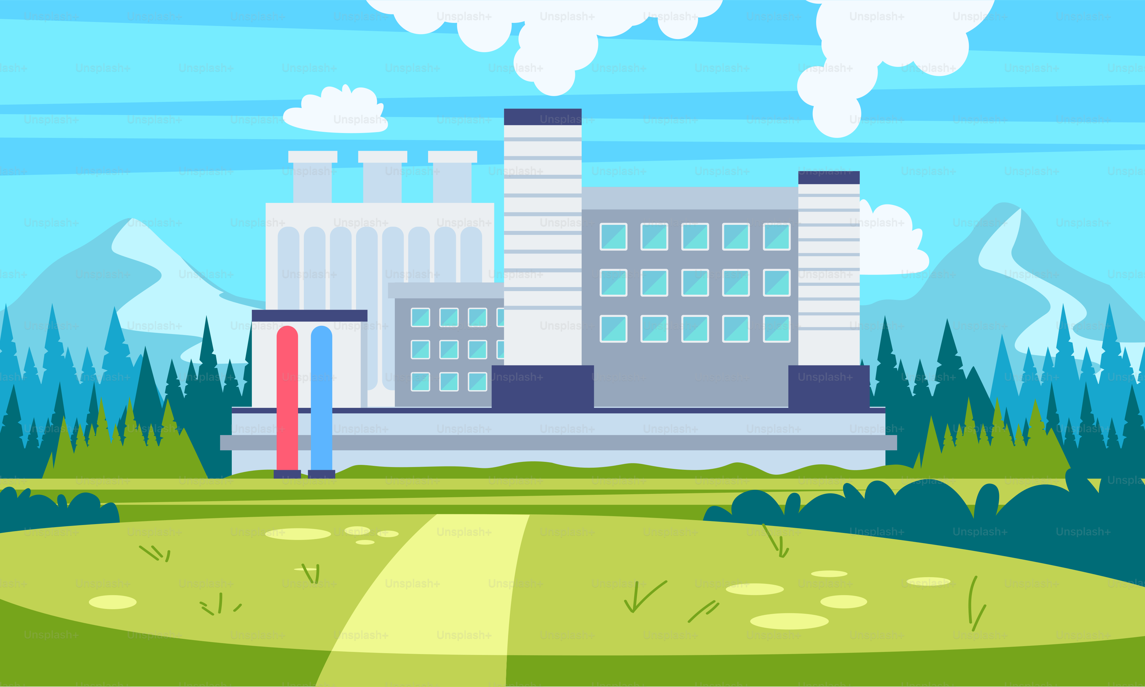 A factory with smoke coming out of it