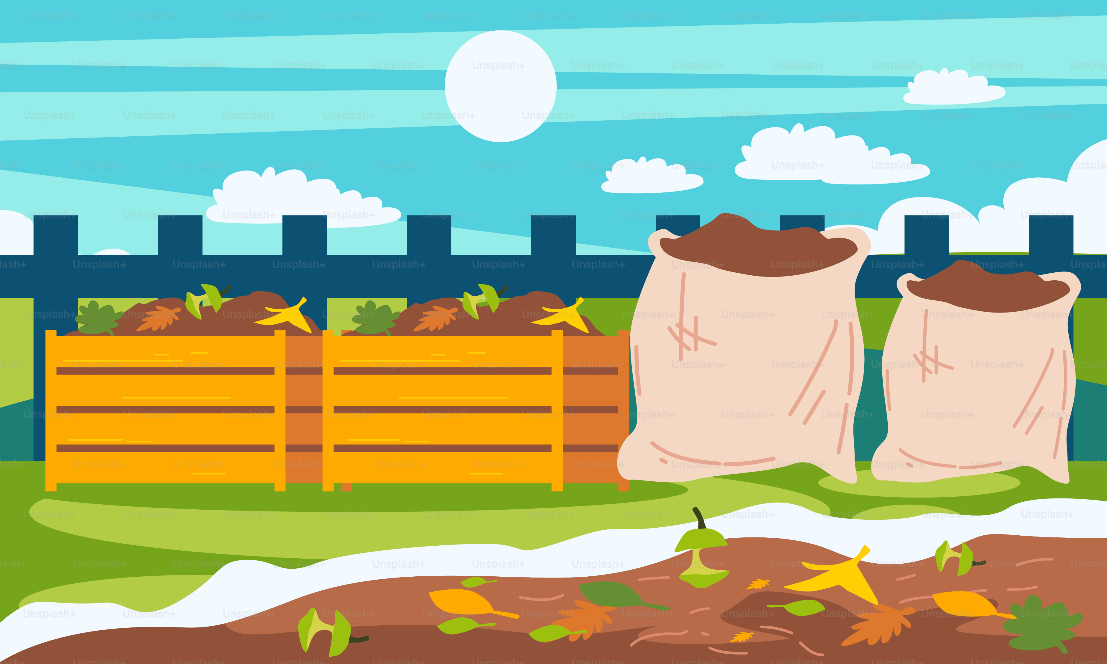 Dos sacos de tierra sobre un campo