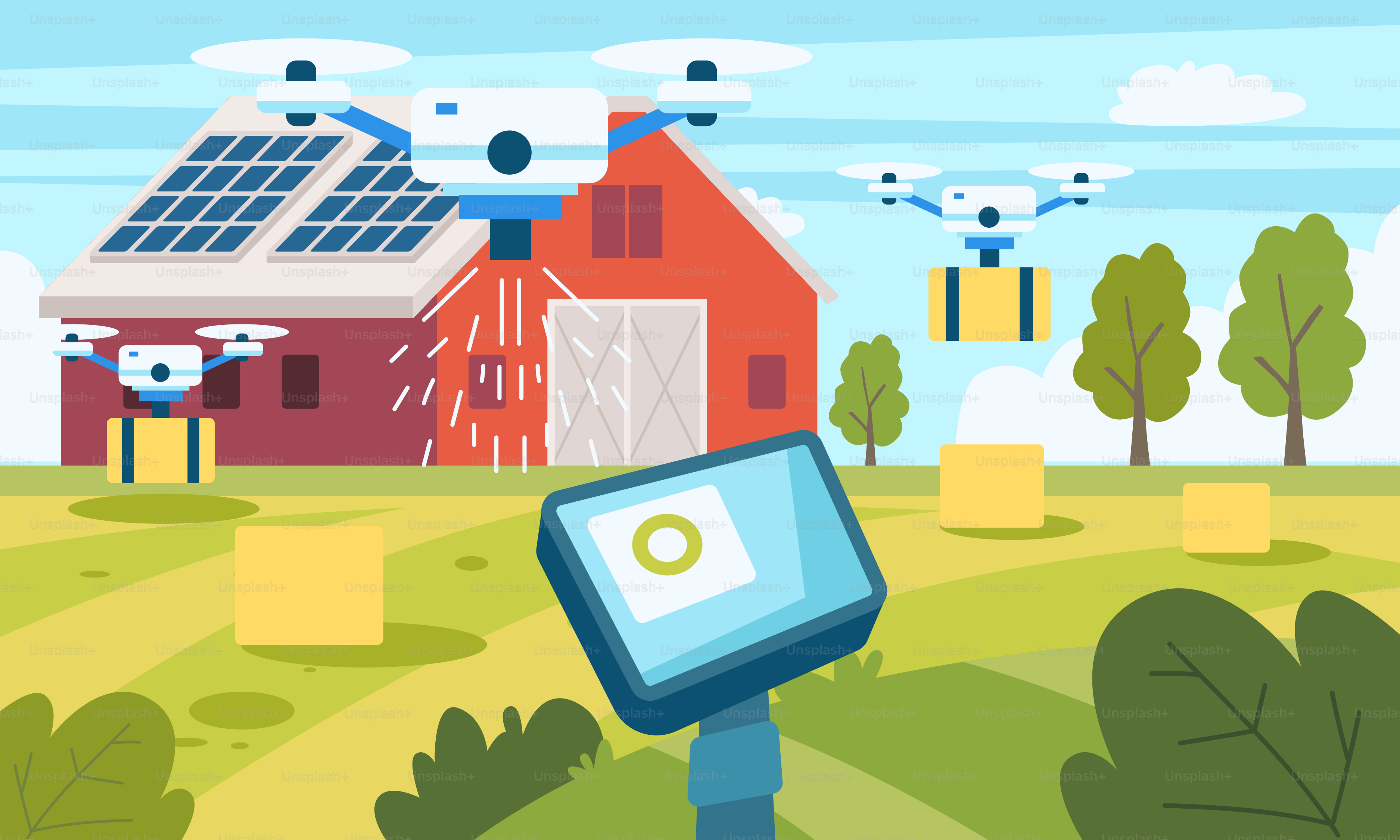 A red barn with a solar panel on top of it