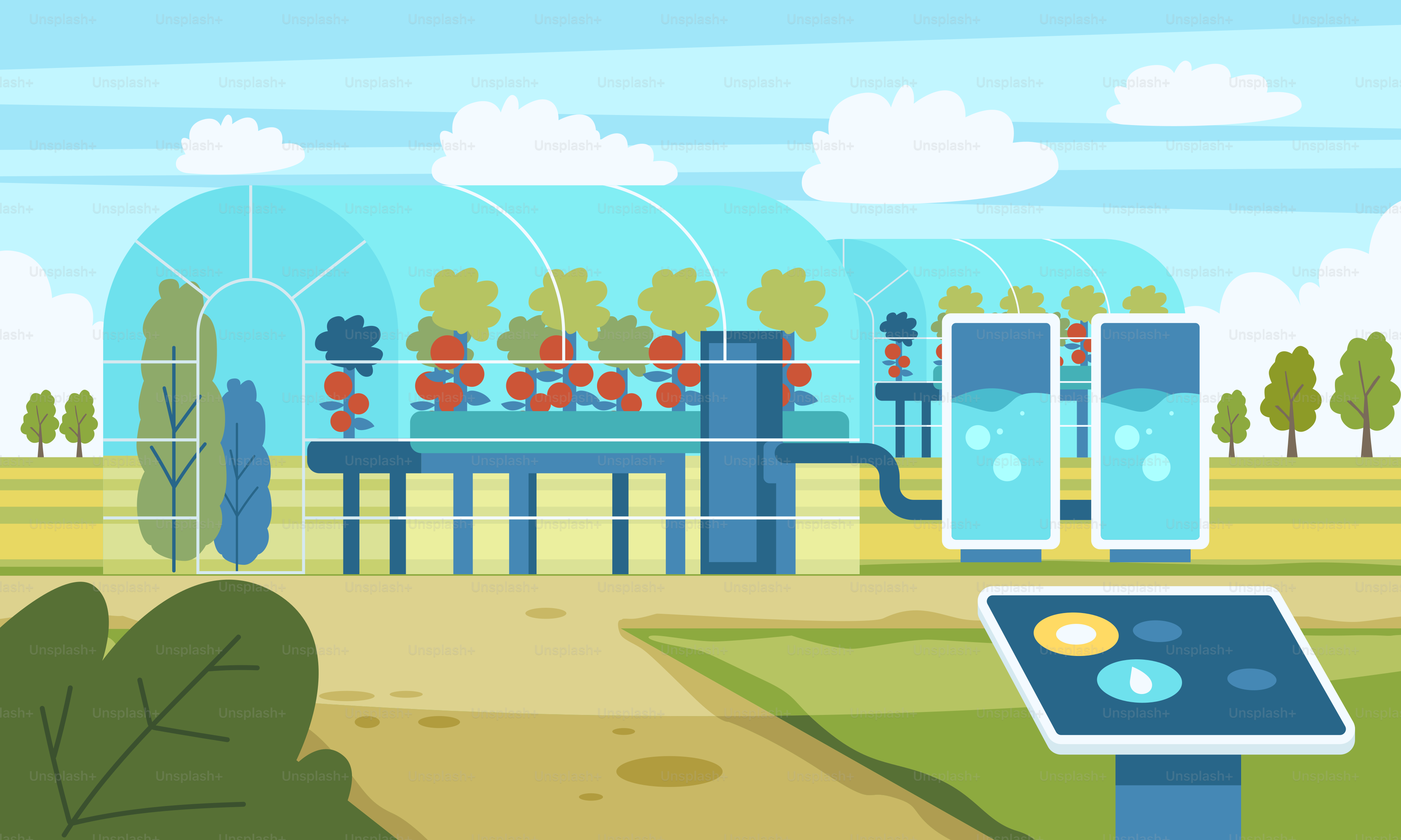 Un parc de dessins animés avec beaucoup d’arbres