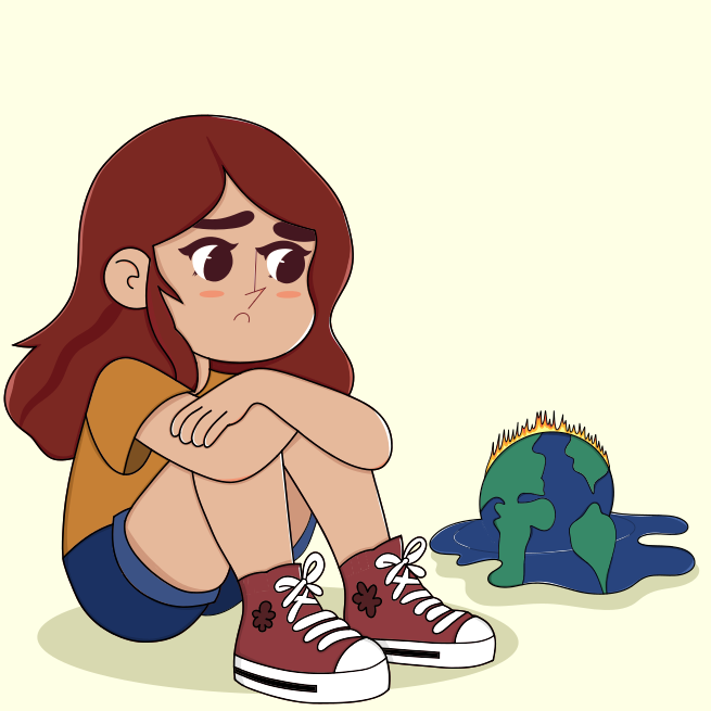 A girl sitting on the ground with her legs crossed