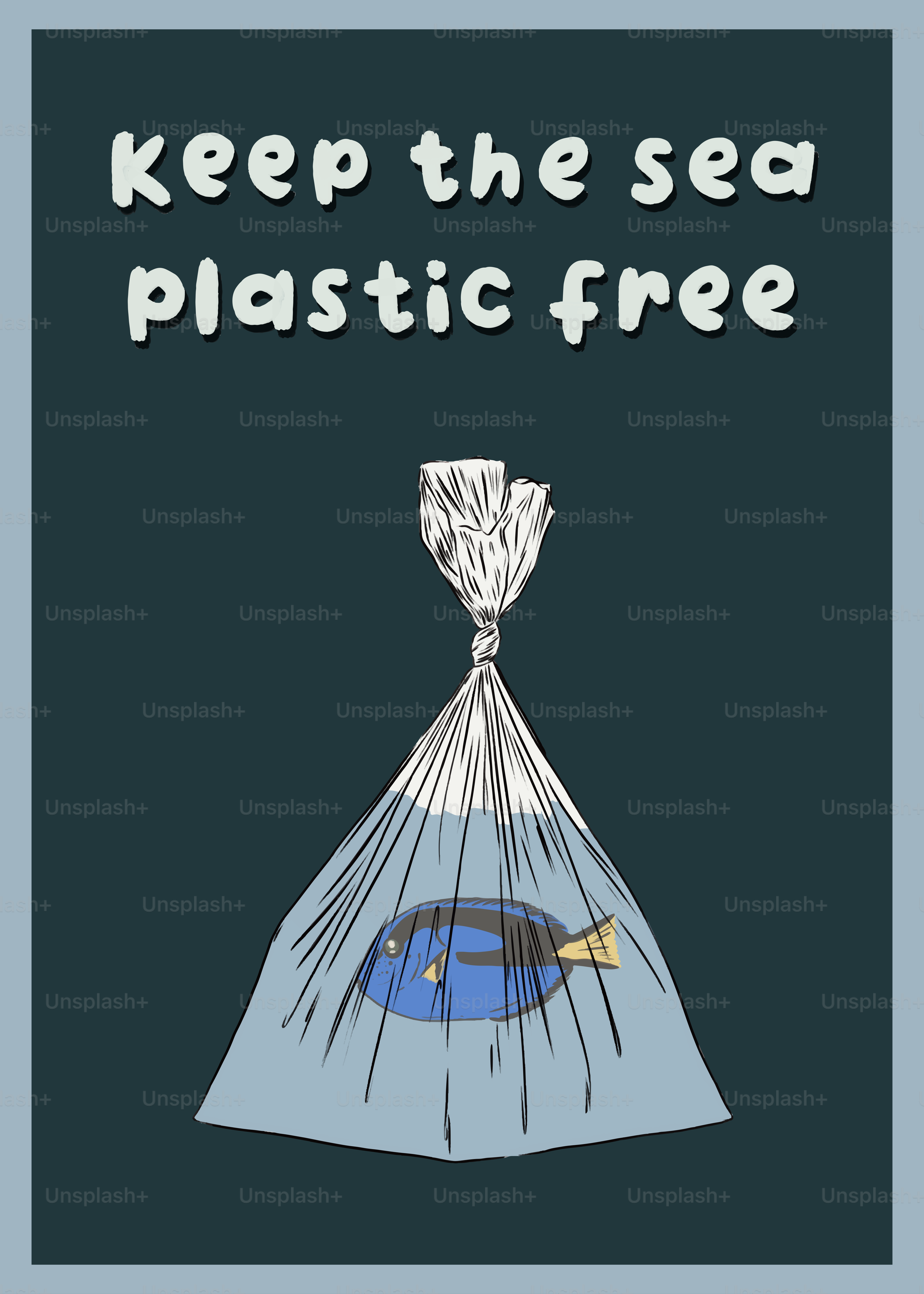 A plastic bag with a fish inside of it