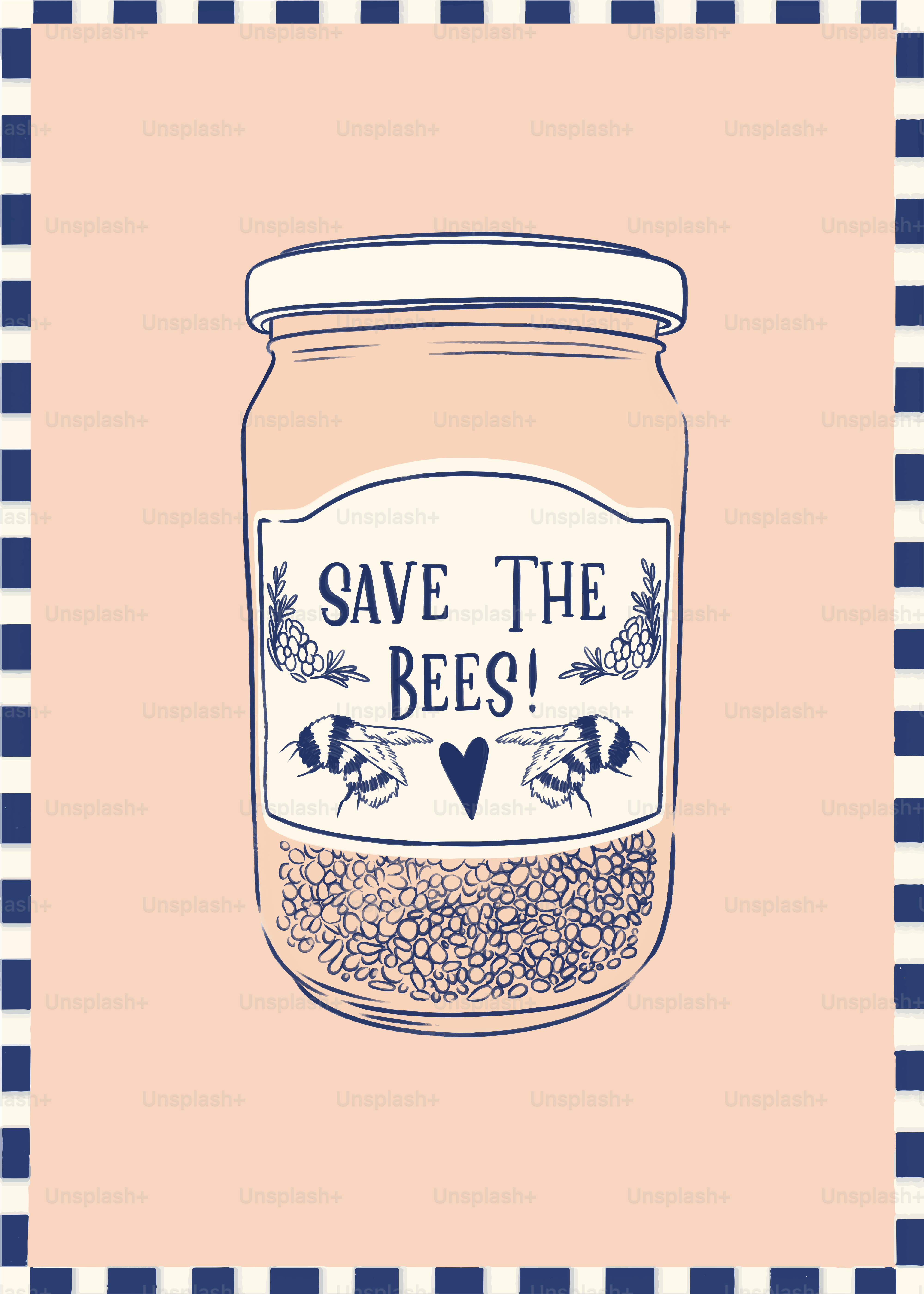 A jar with a label that says save the bees