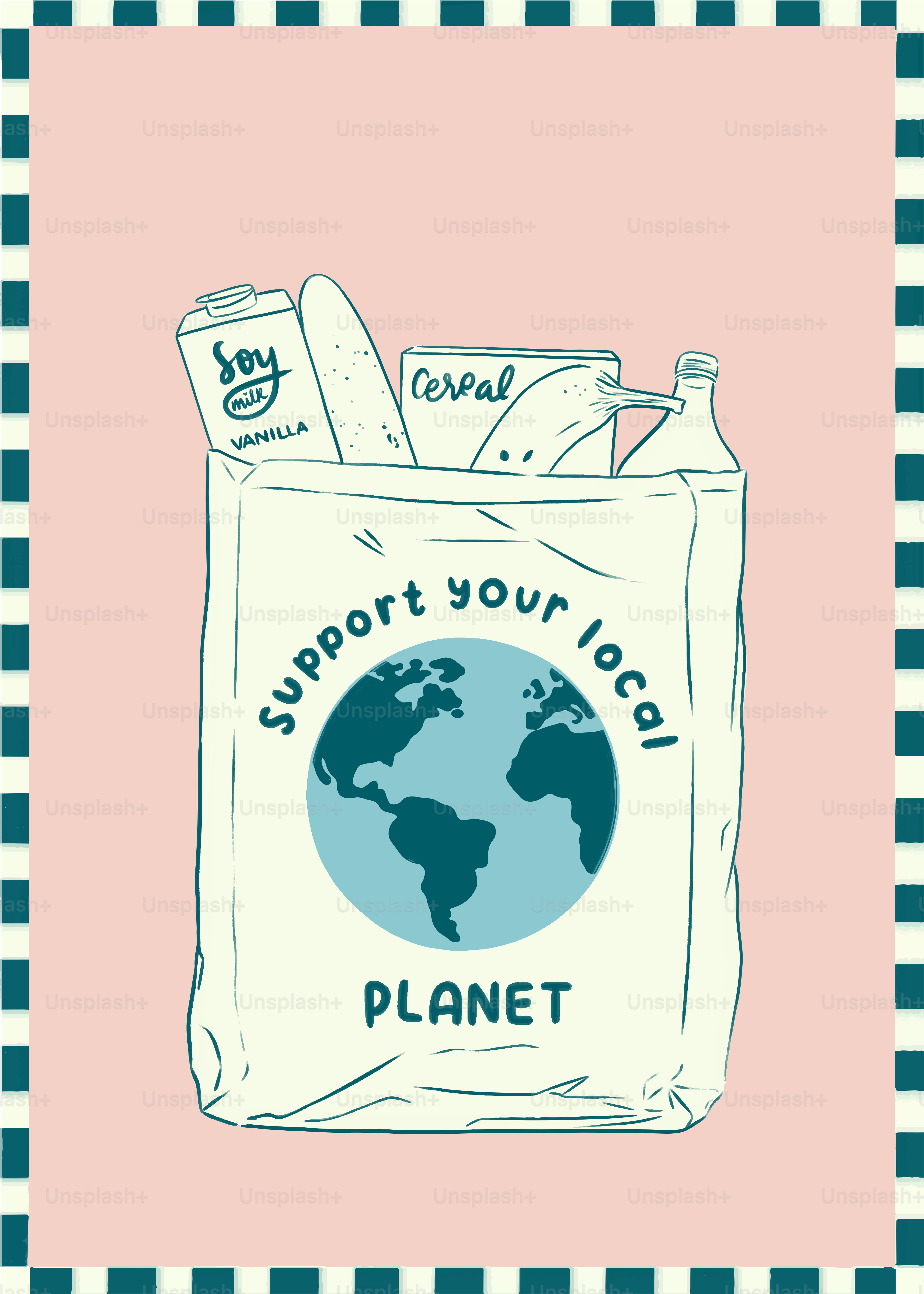 A bag with a globe inside of it