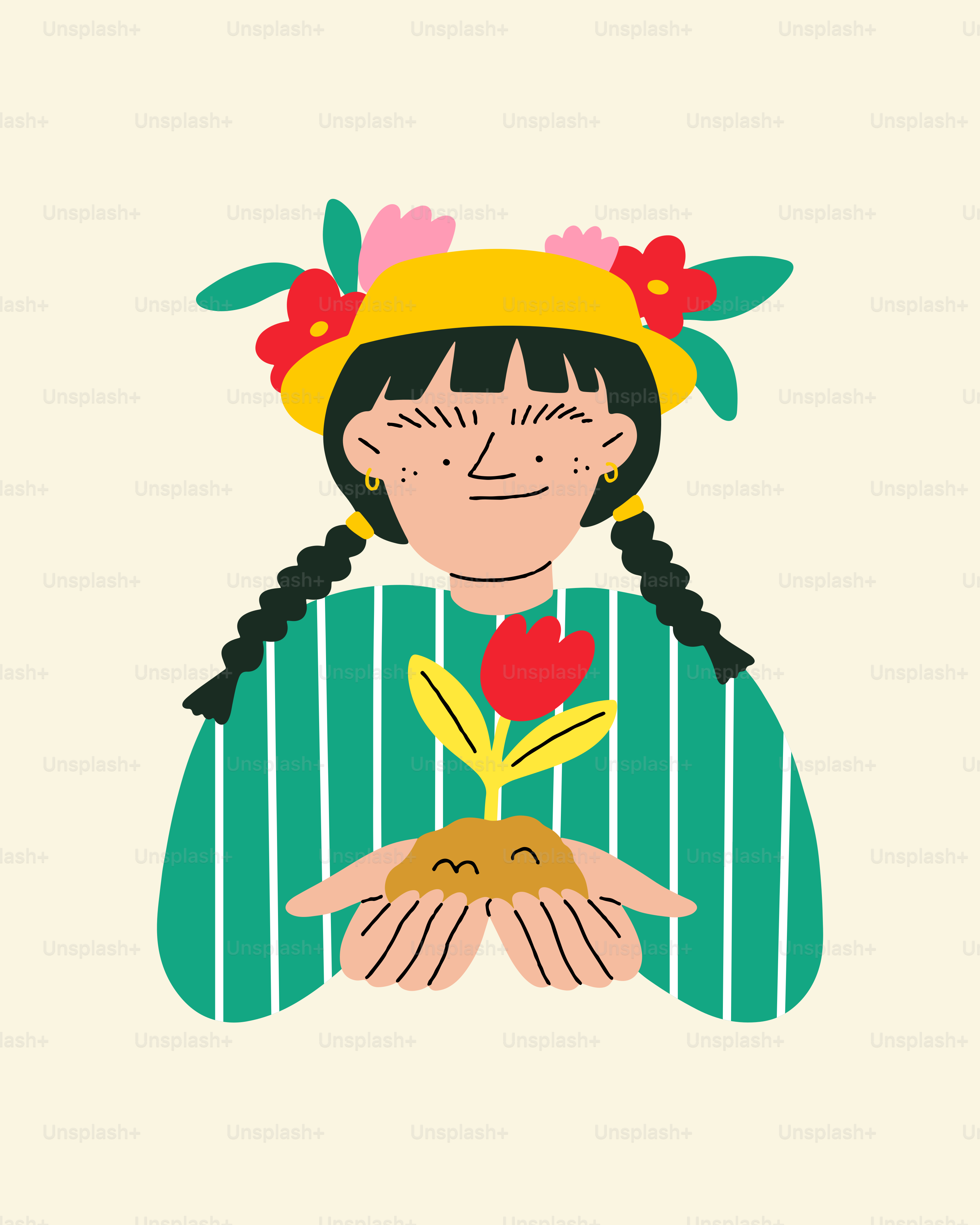 Una mujer con una flor en la mano