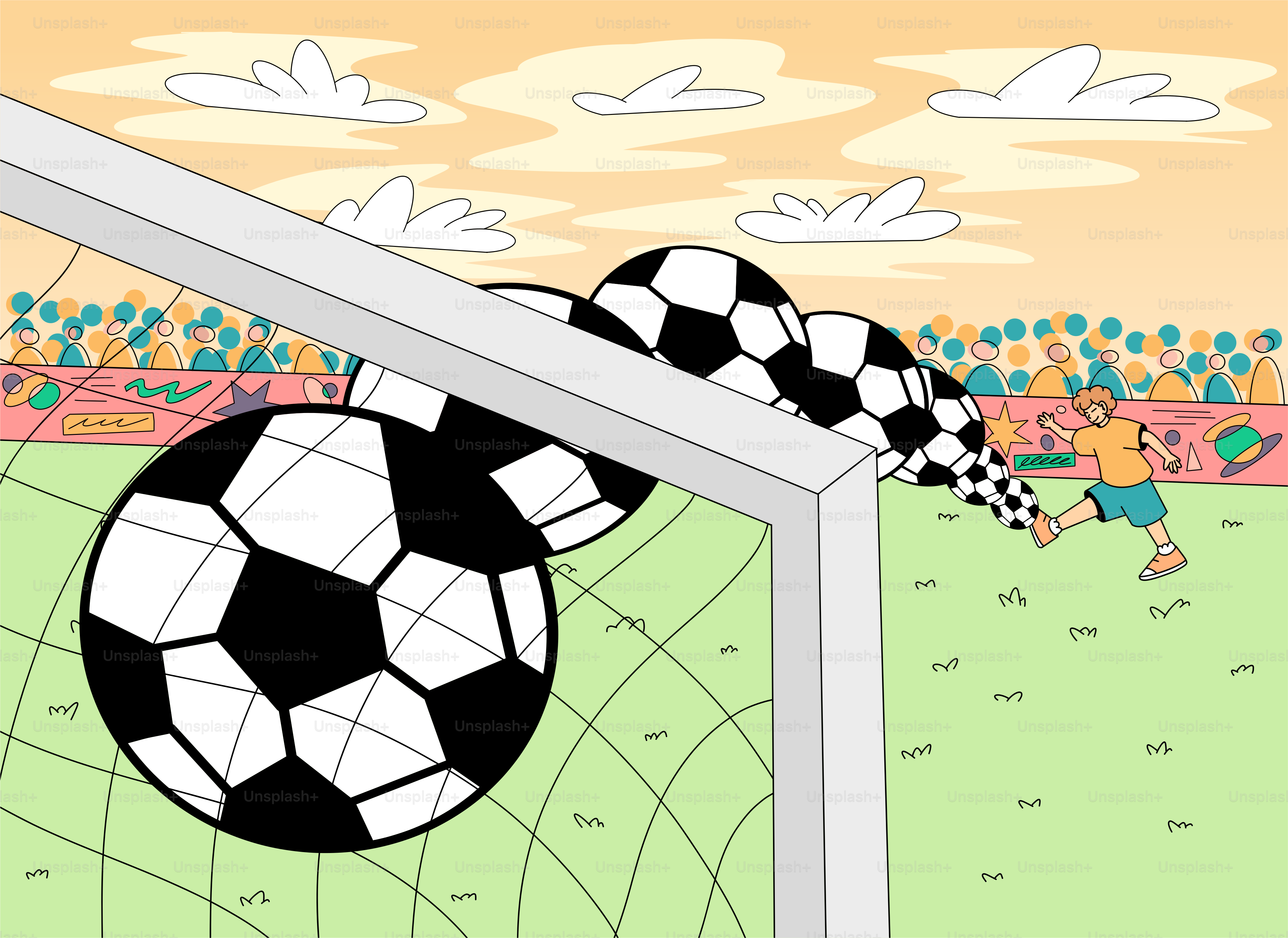 Una portería de fútbol con un balón de fútbol delante