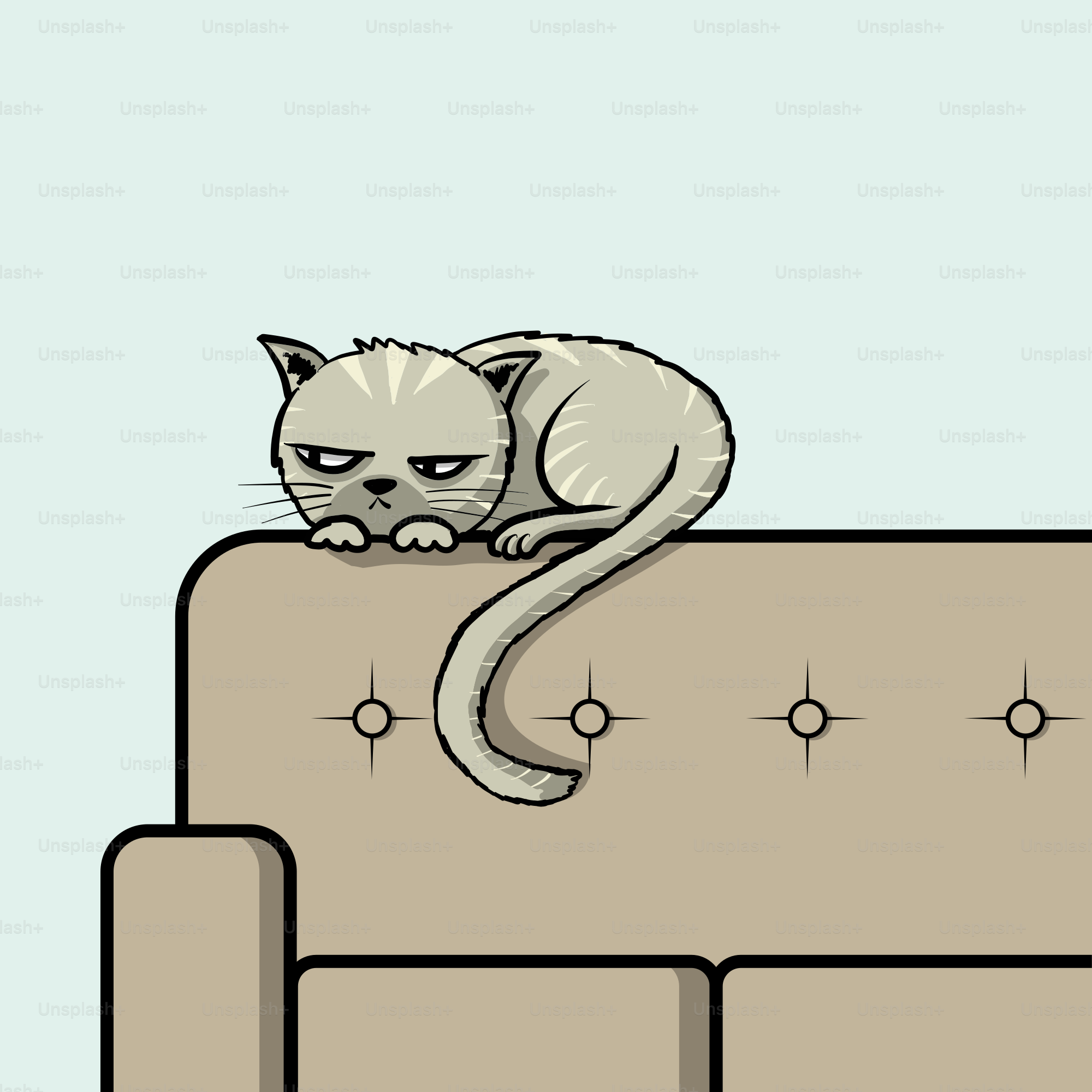 A drawing of a cat sitting on a couch