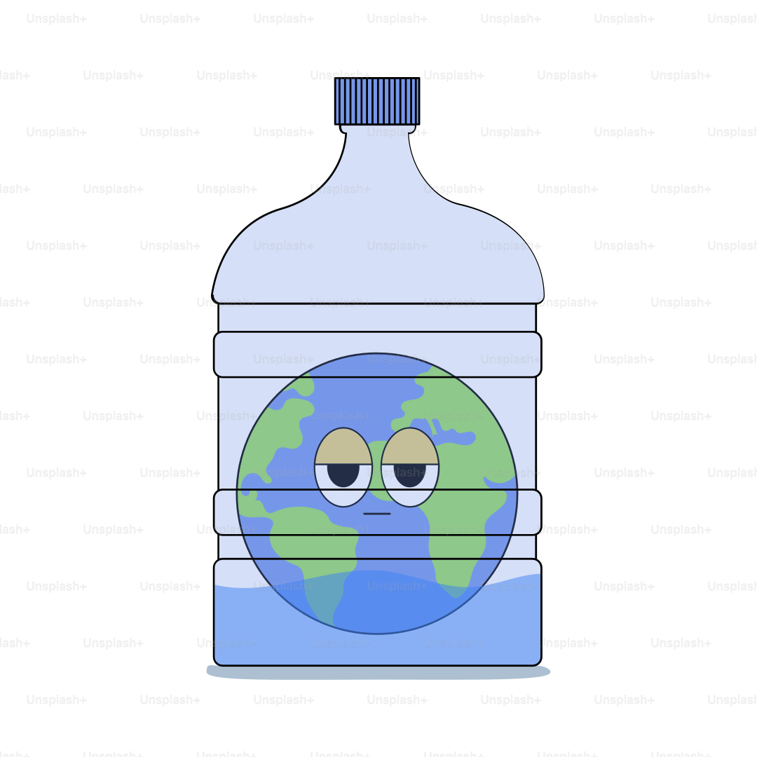 A bottle of water with a sad face on it