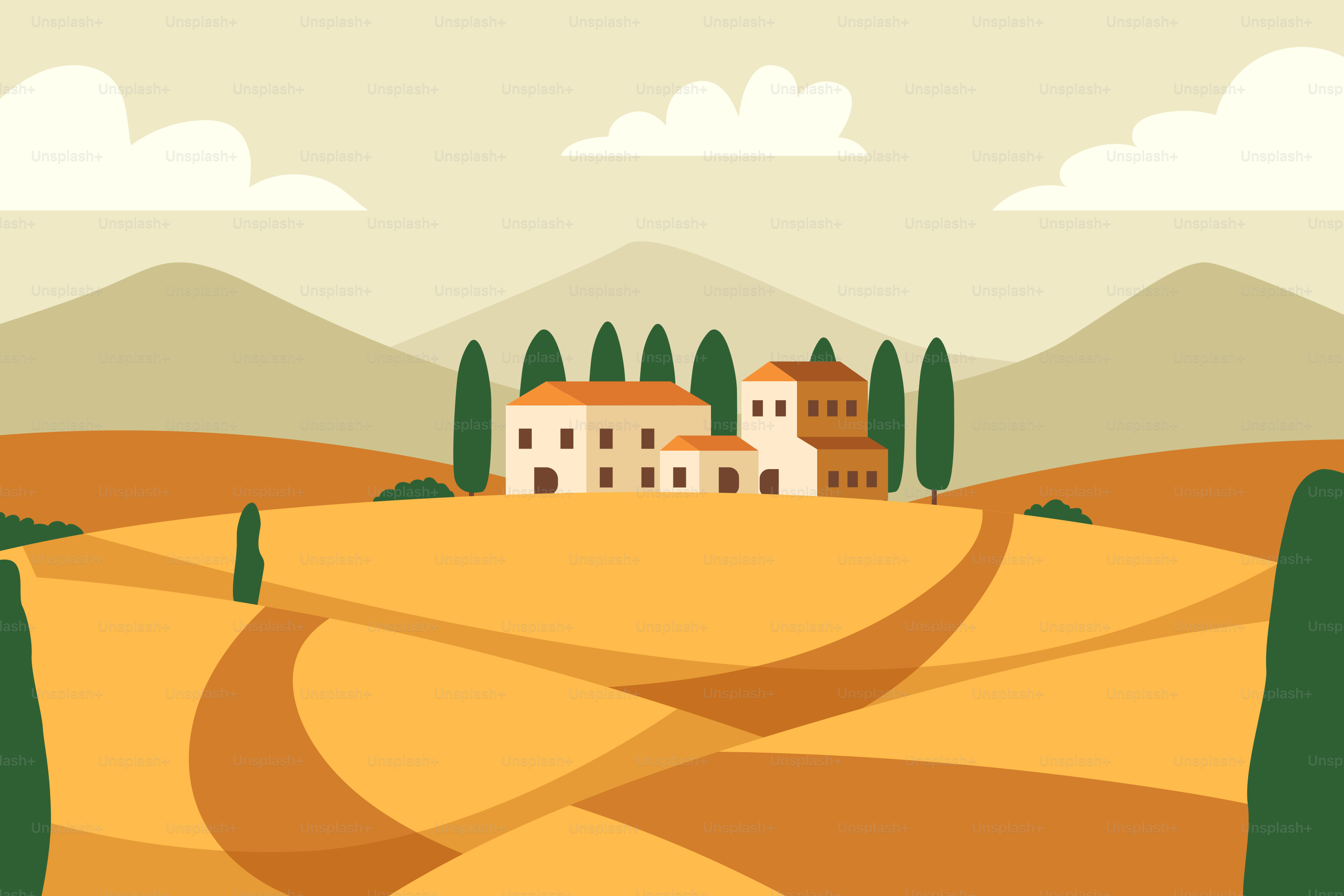 Uma paisagem com uma casa no meio