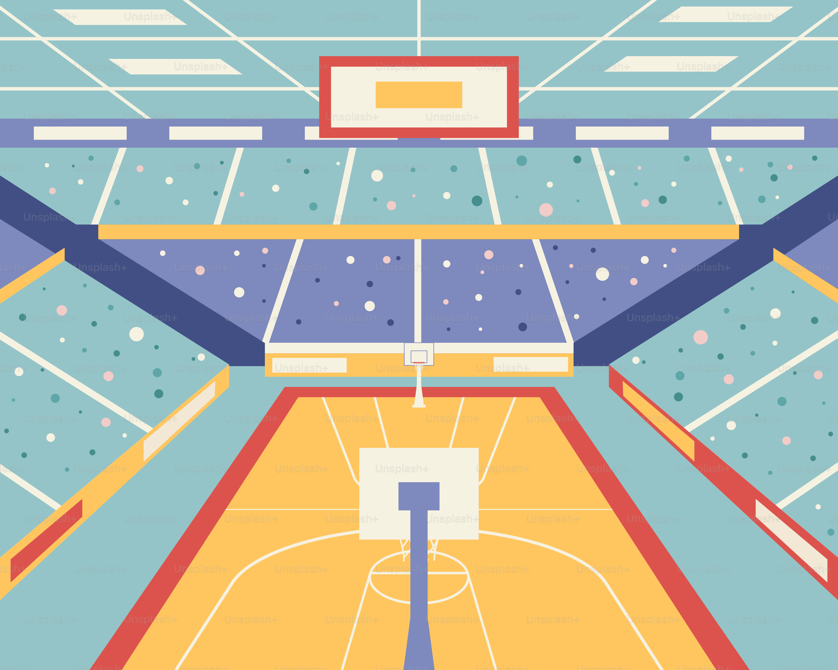 Una ilustración de una pista de hockey con una portería