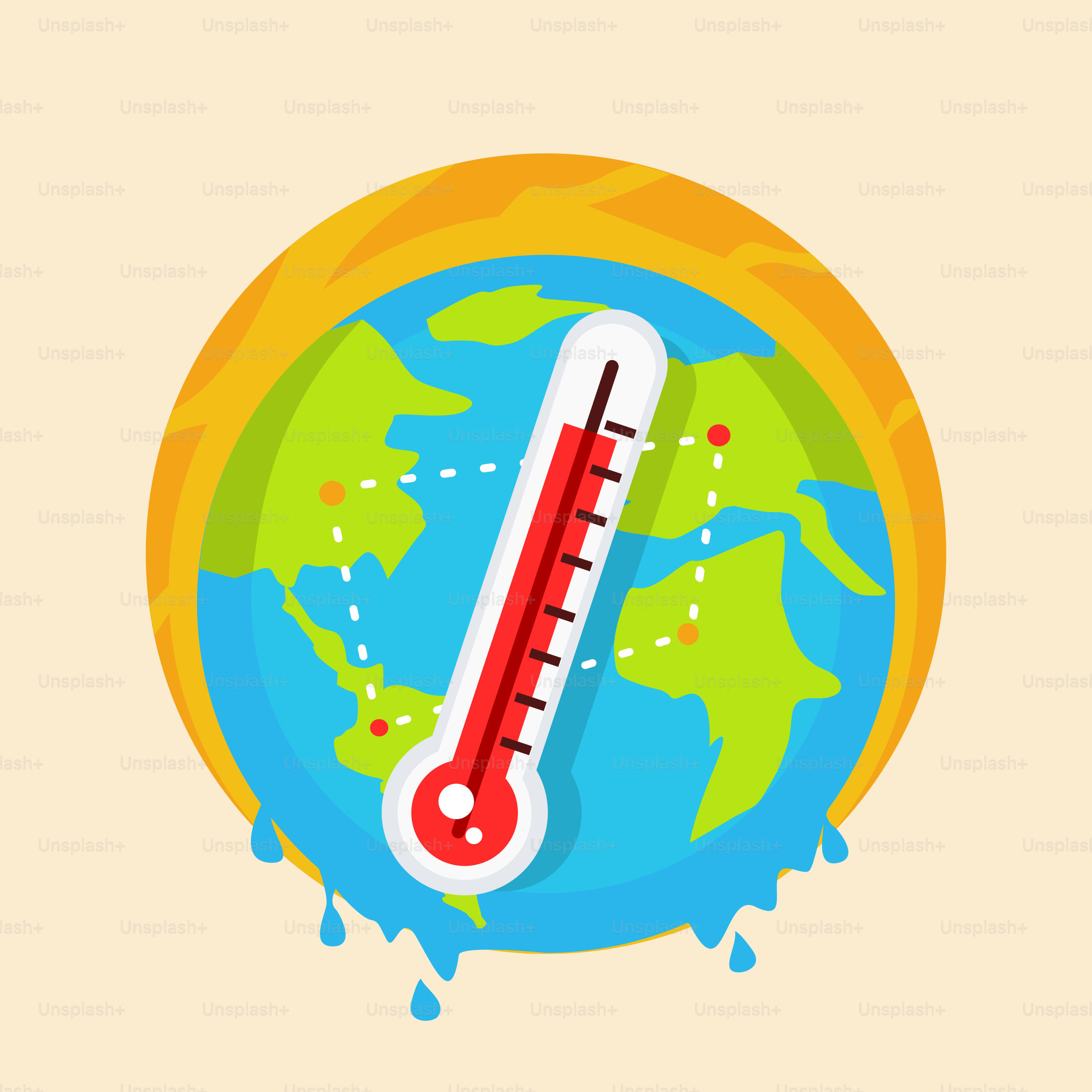 A thermometer with the earth in the background