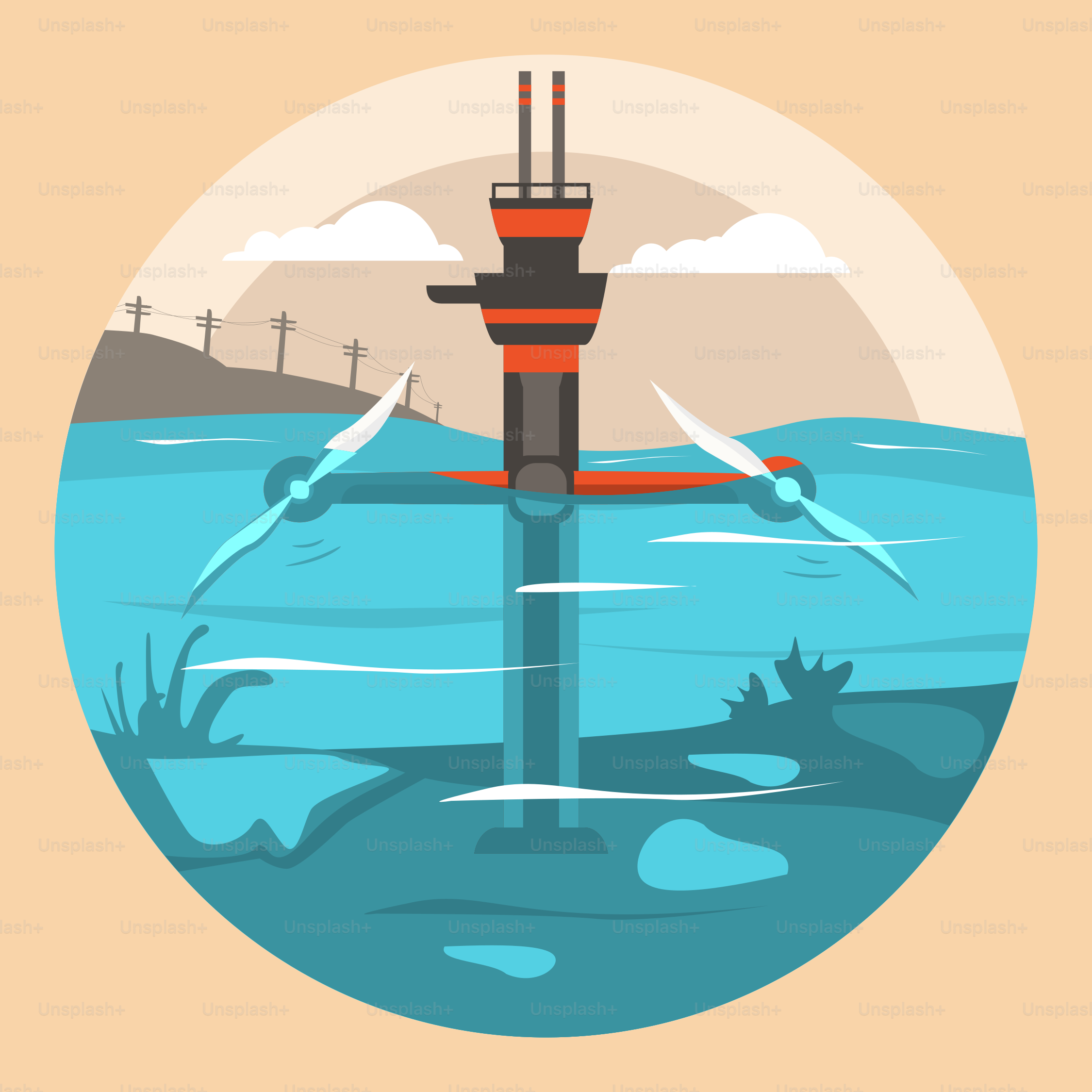 Una imagen de una torre en medio de un cuerpo de agua