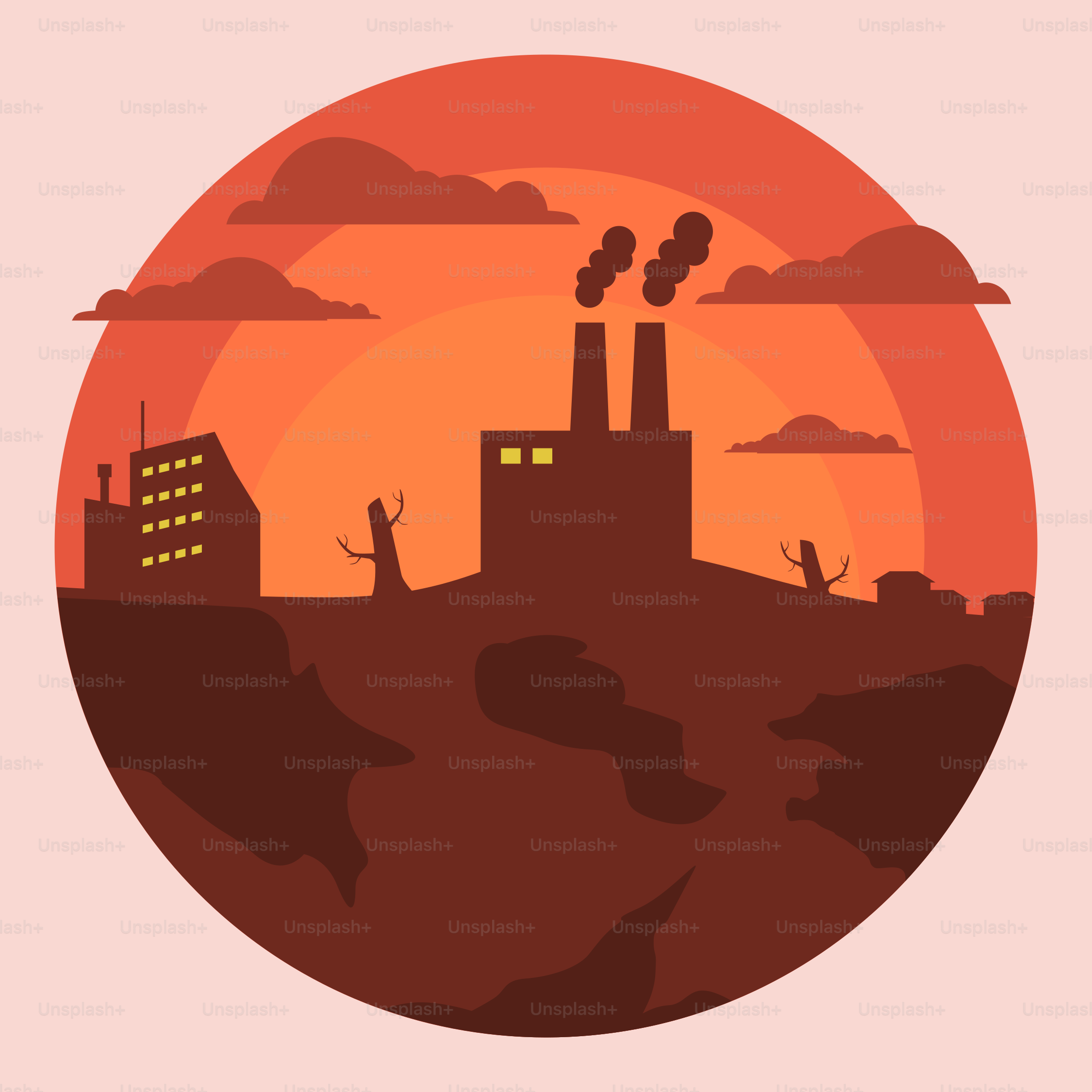 Una foto de una fábrica con humo saliendo de ella