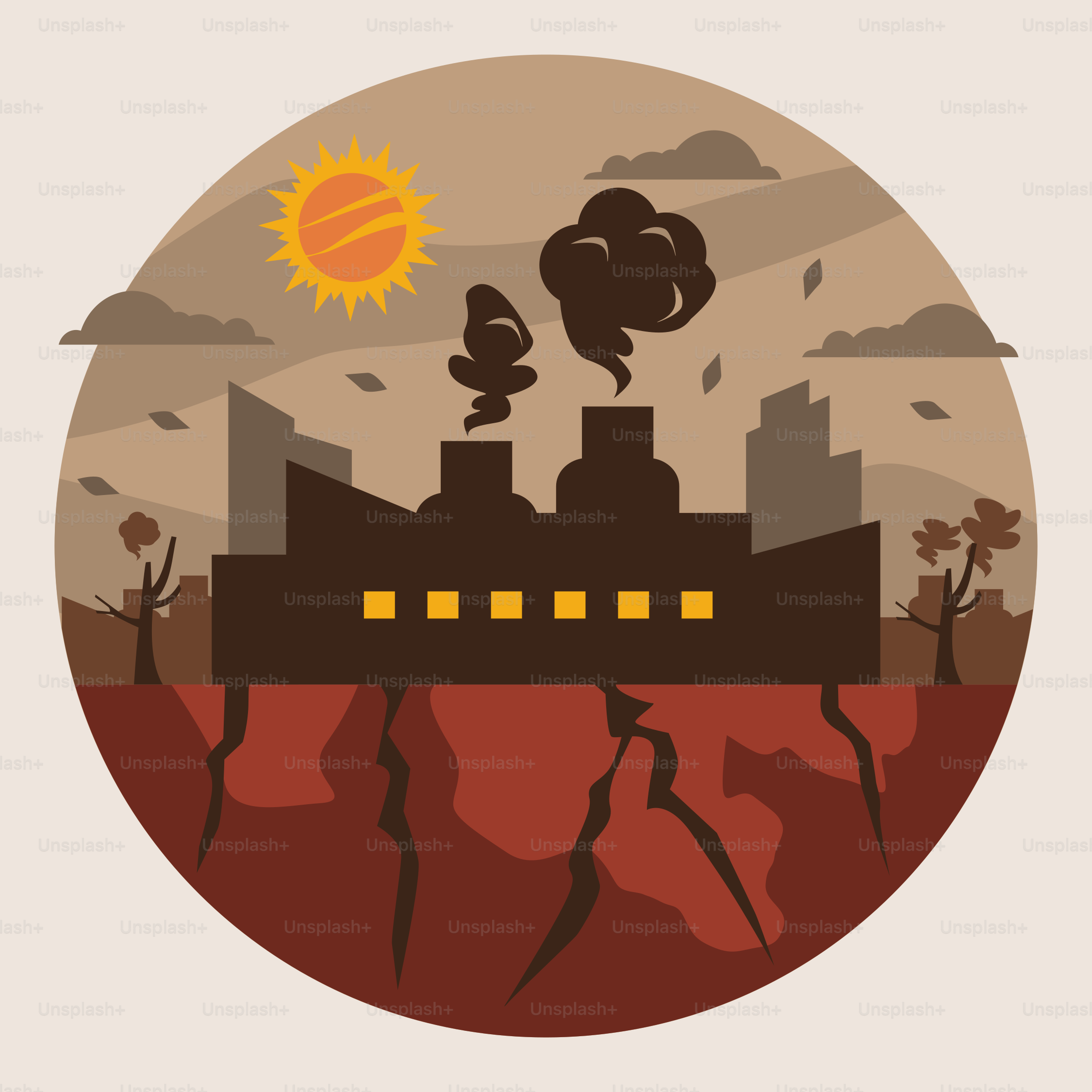 A picture of a factory with smoke coming out of it