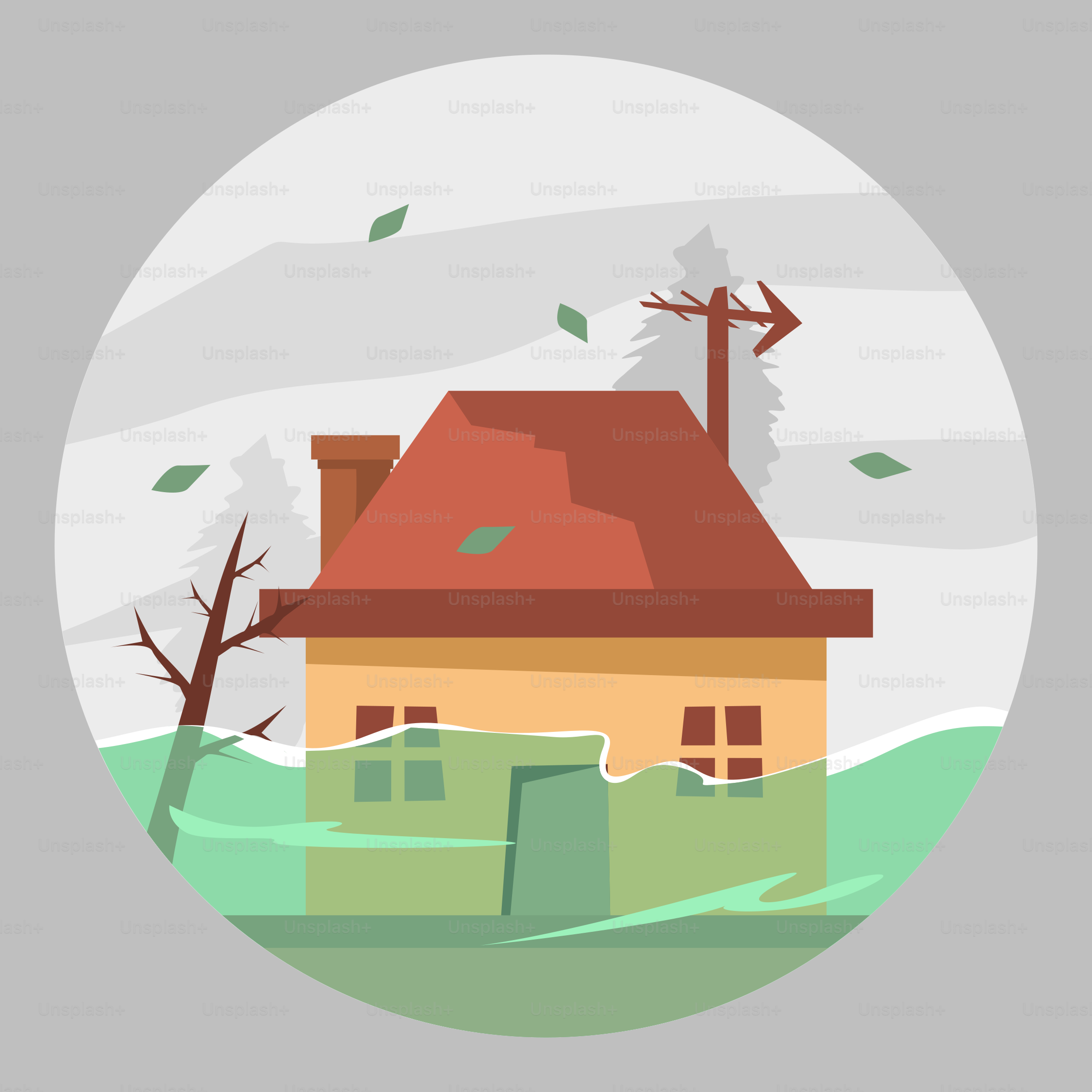 A picture of a house with a tree in the background