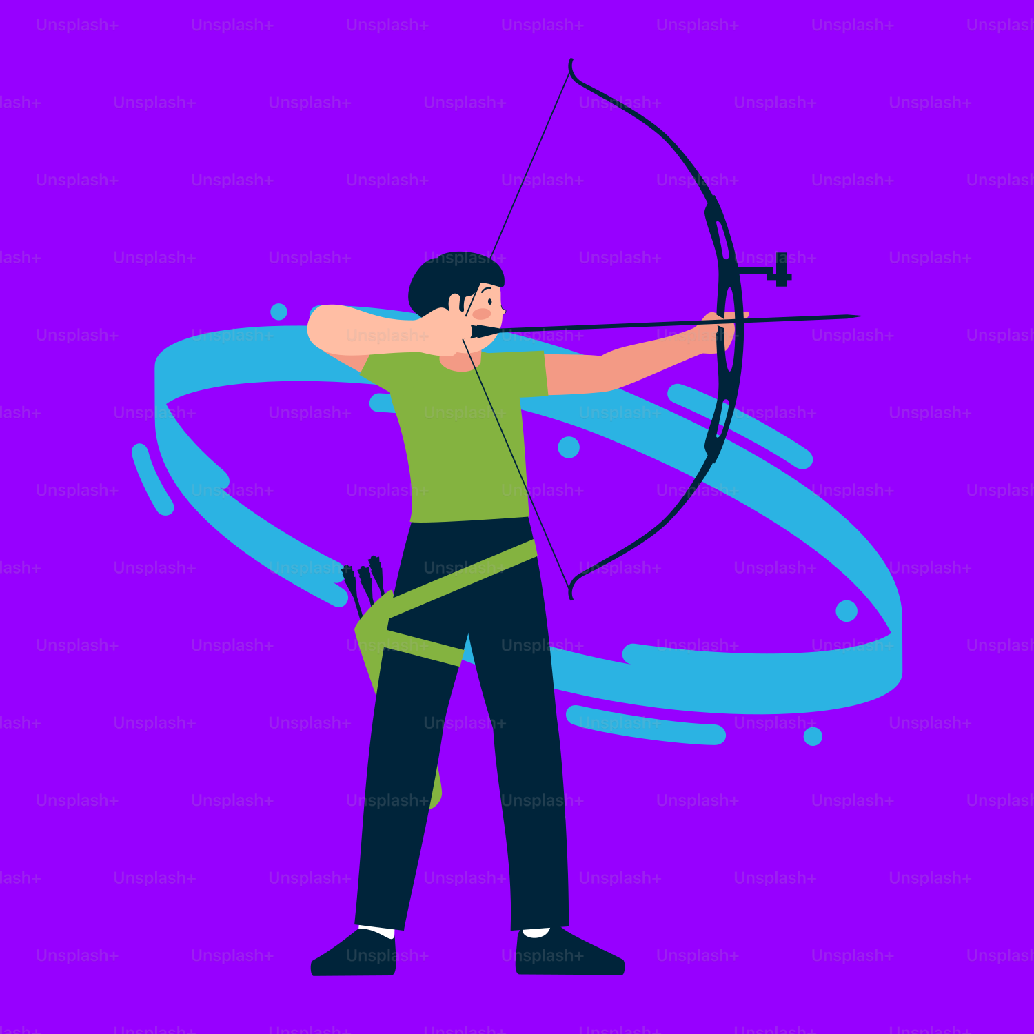 손에 활과 화살을 든 남자