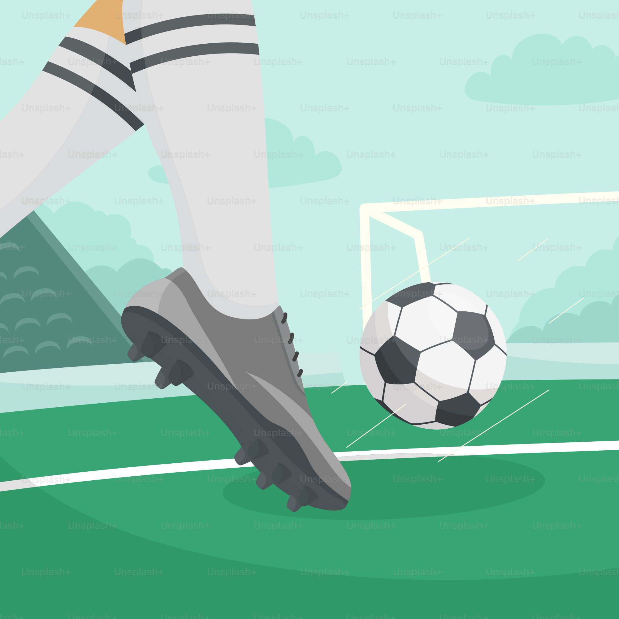 A person kicking a soccer ball on a field