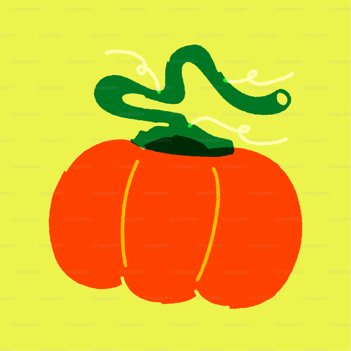 A picture of a pumpkin on a yellow background
