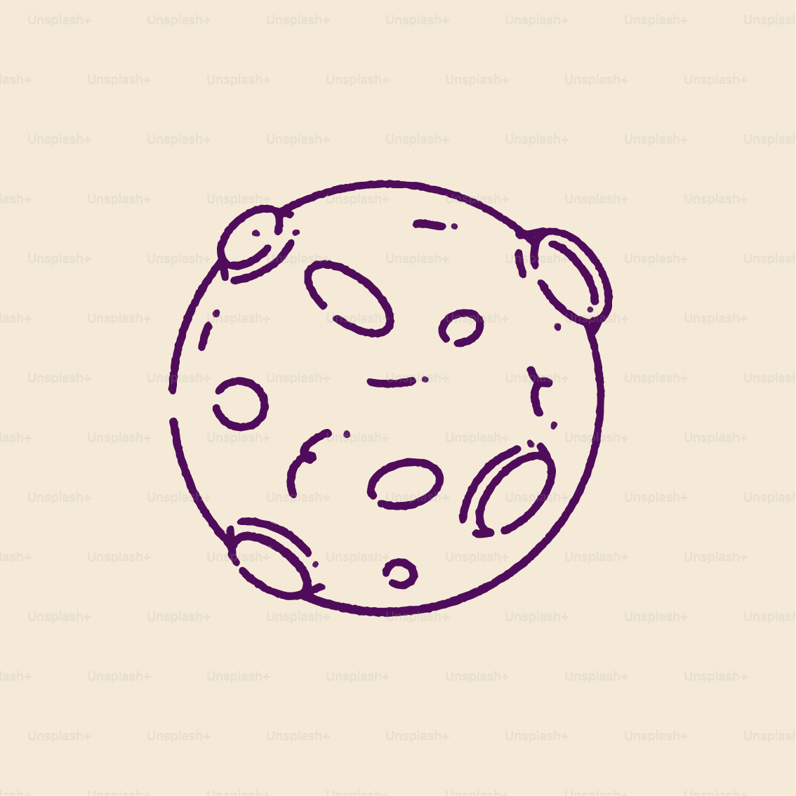 A drawing of a moon on a beige background