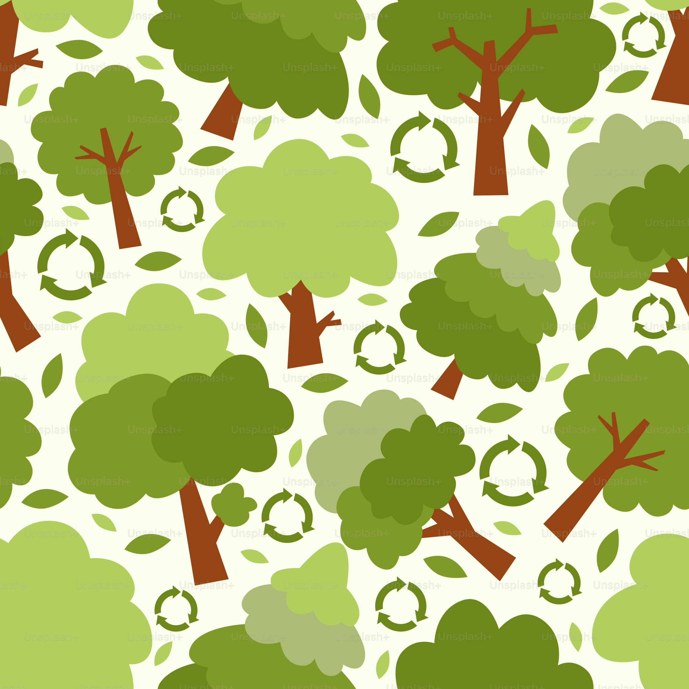 Un motif d’arbres et de feuilles sur fond blanc