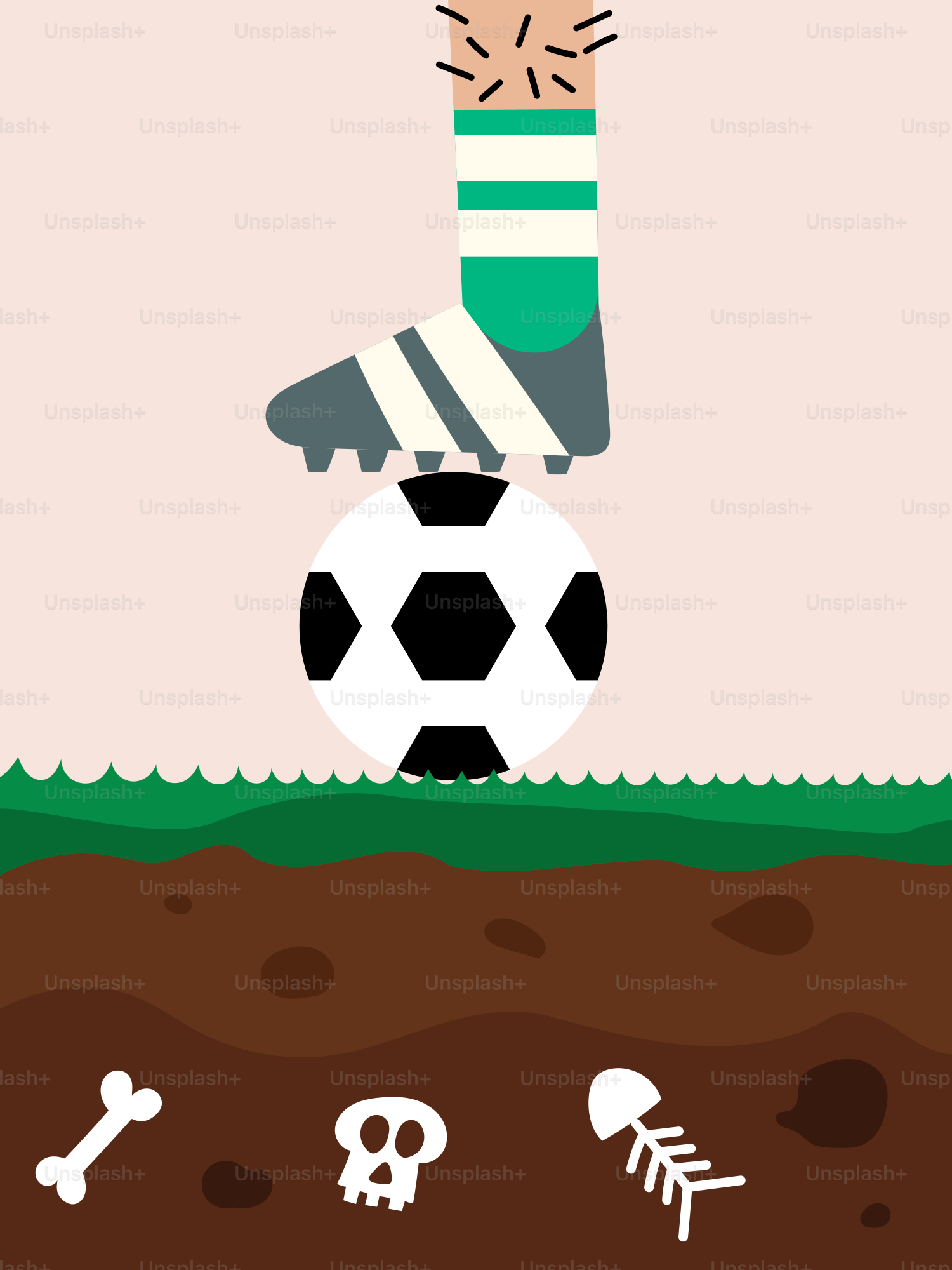 A cartoon soccer player kicking a soccer ball