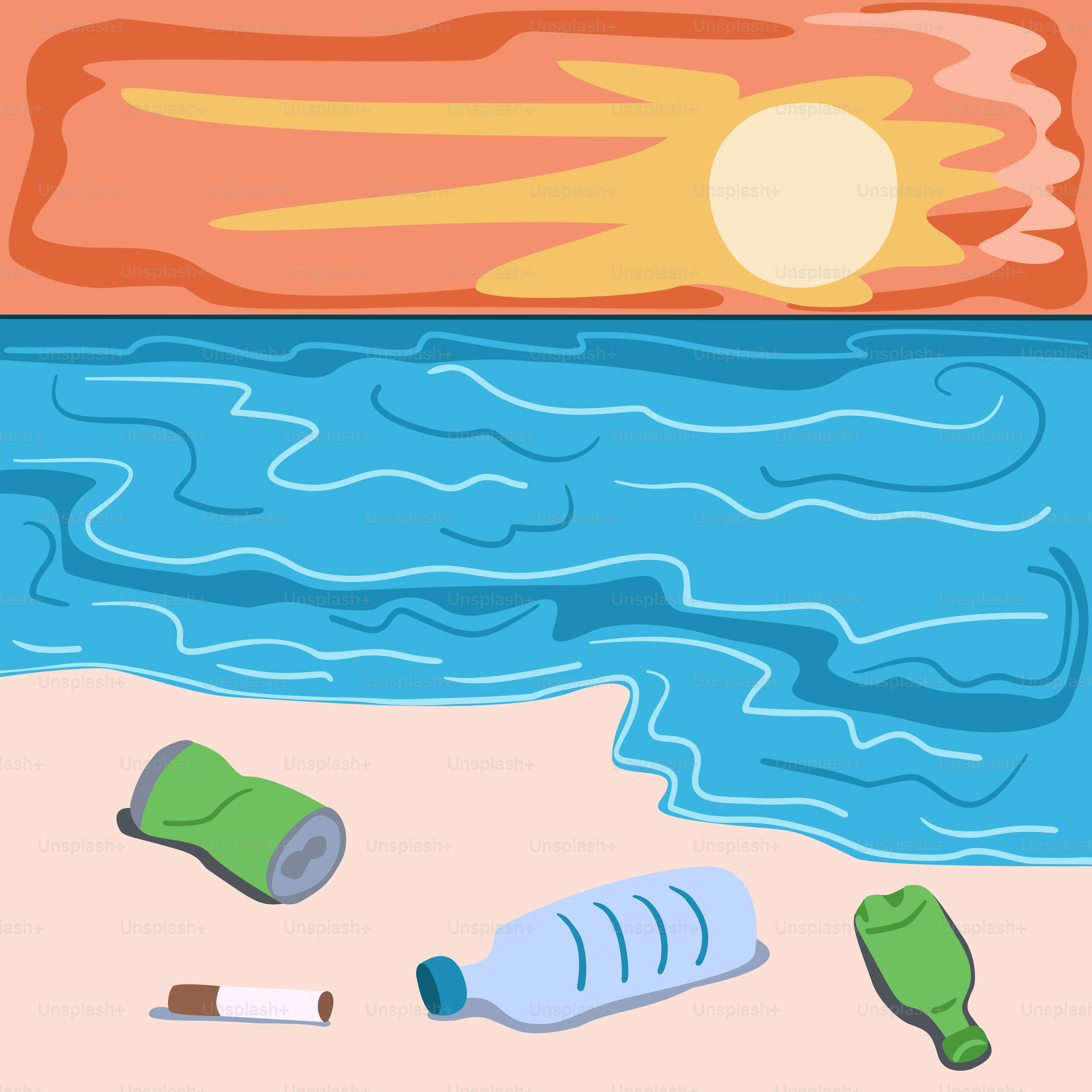 Una foto de una playa con mucha basura