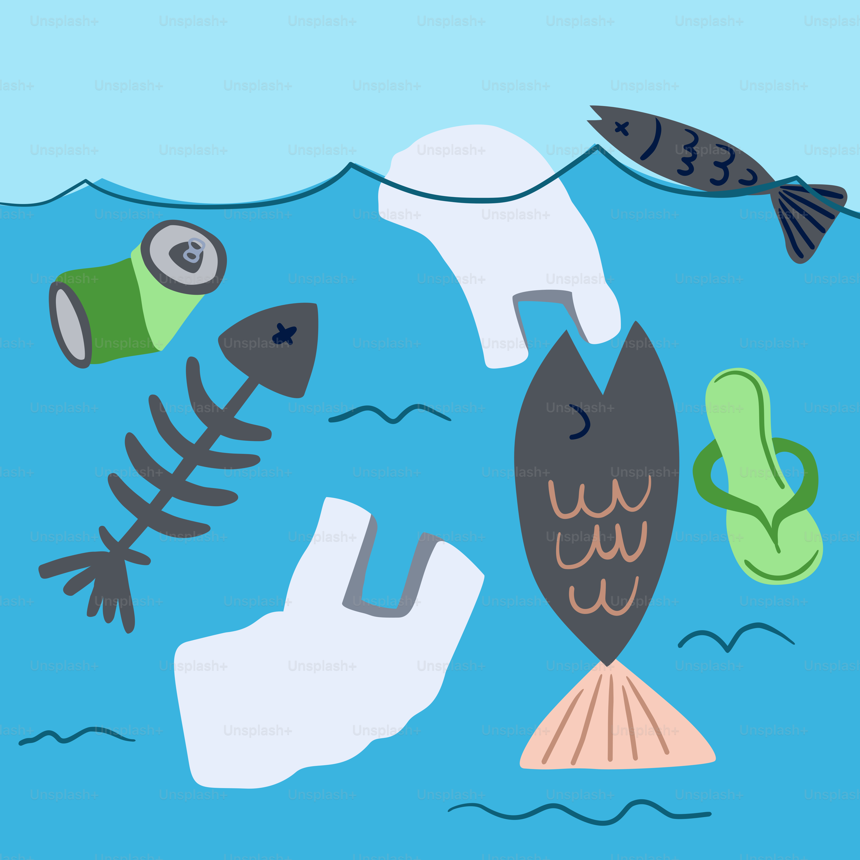 Ein Haufen Müll schwimmt auf einem Gewässer