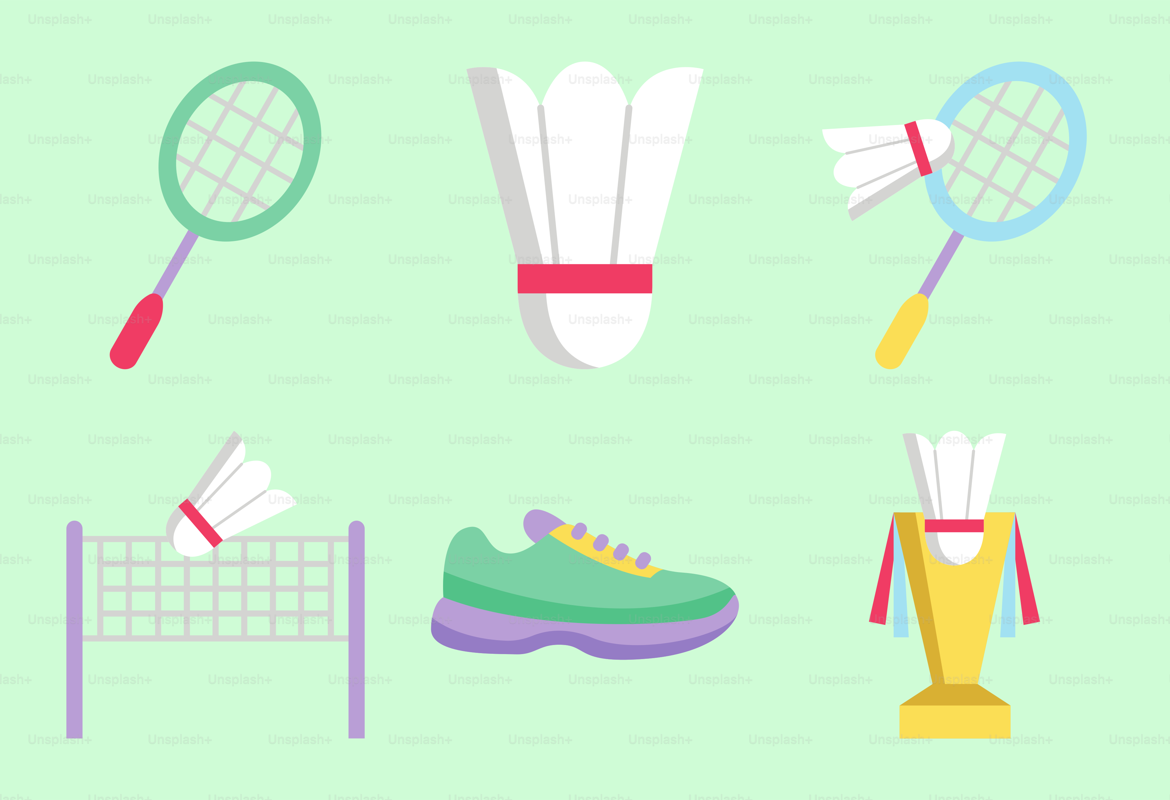 A green background with different types of sports equipment