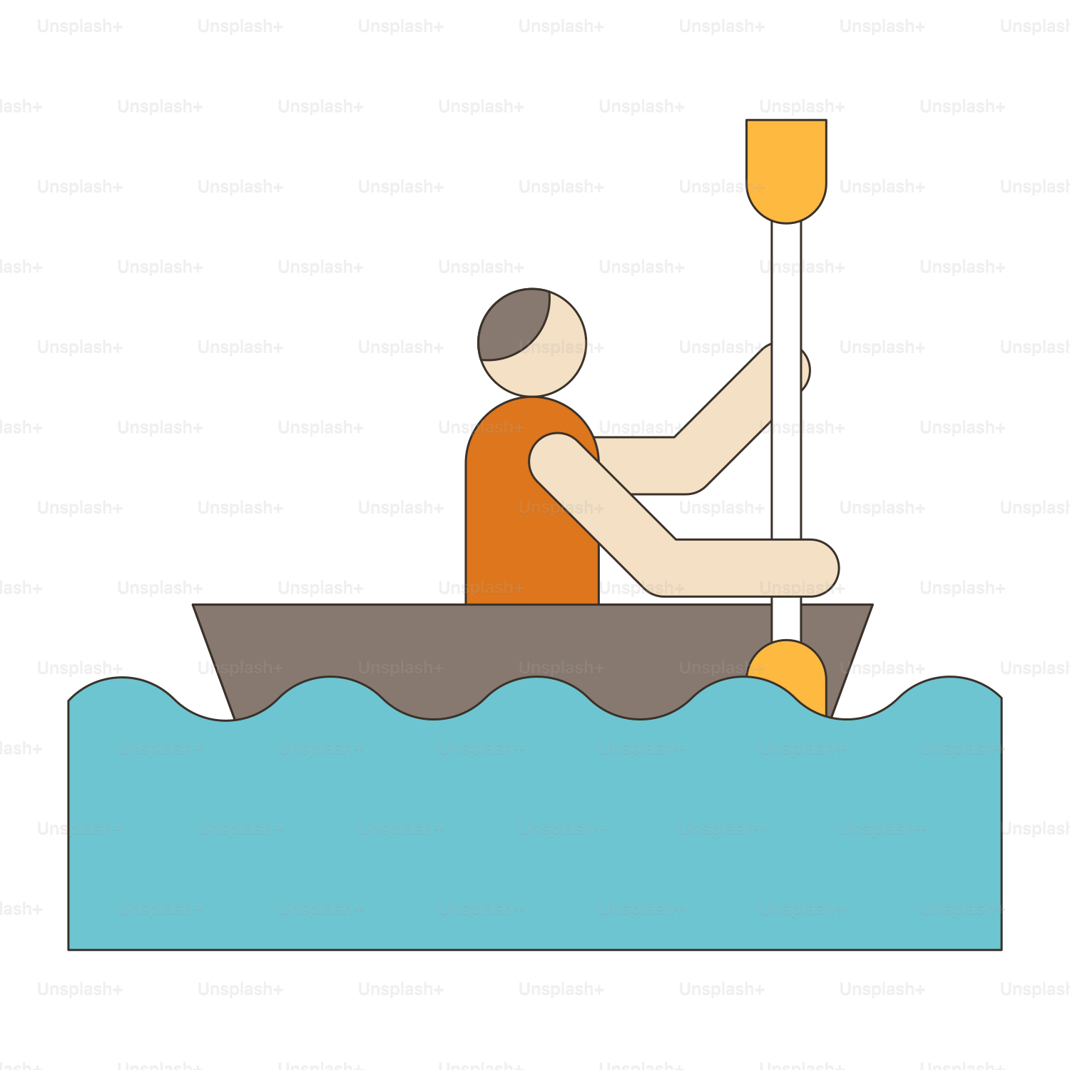 Ein Mann in einem Boot mit einem Rettungsring