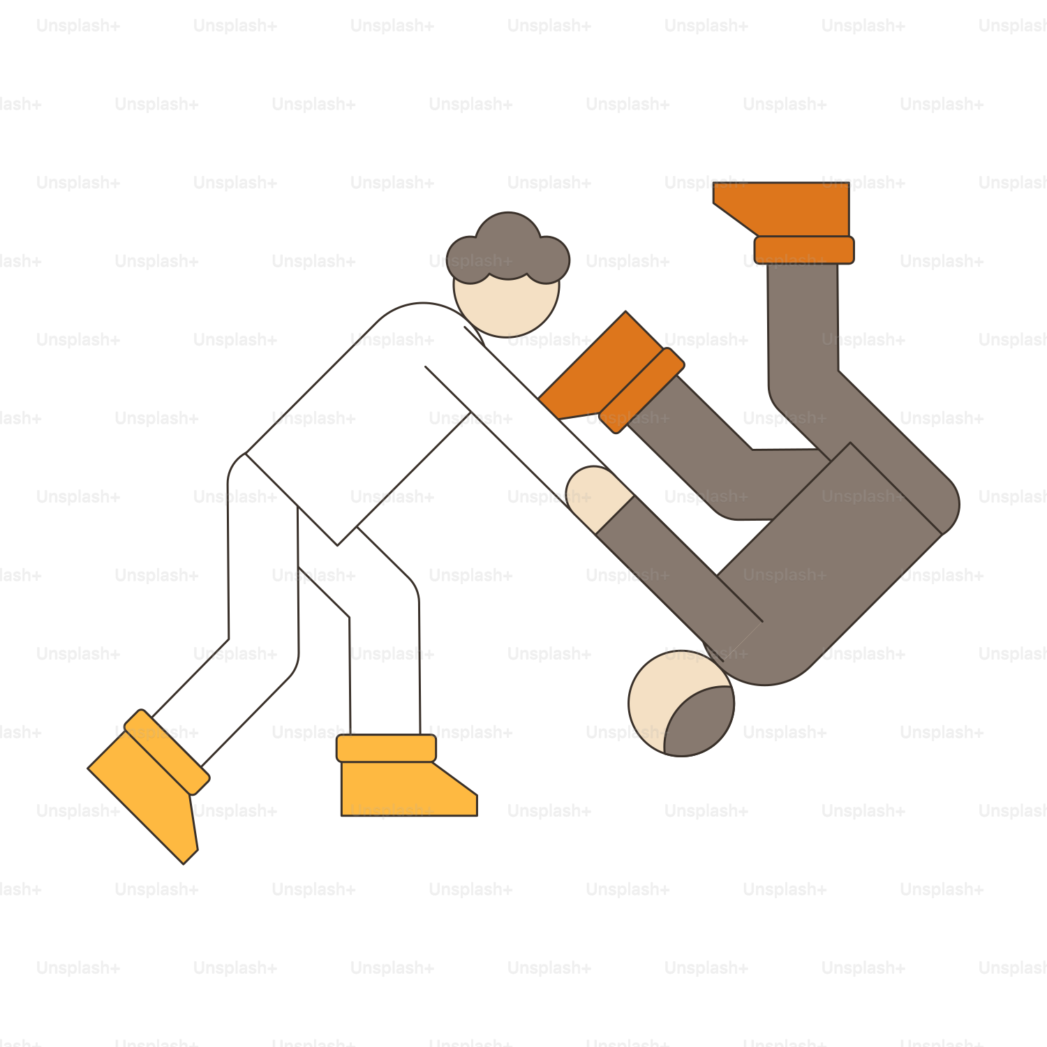 Um desenho de um homem caindo dos pés